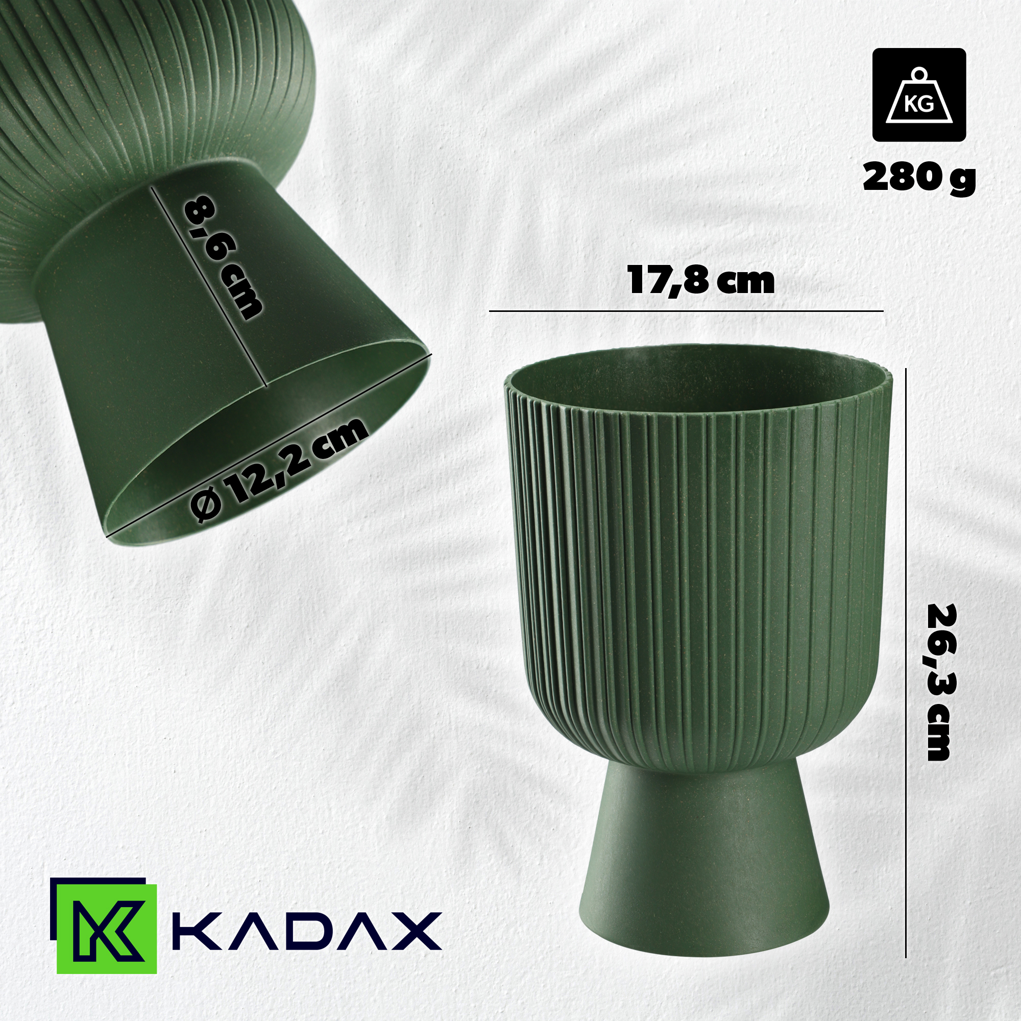 Doniczka na nóżce Golem Eco 18 cm, malachit