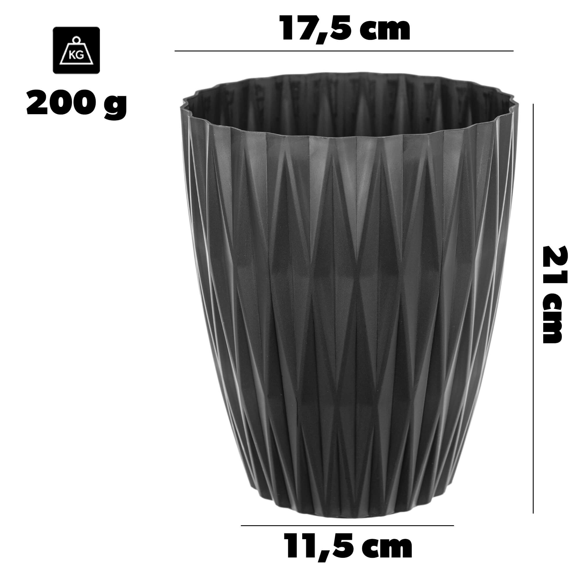 Doniczka z wkładką Terce 18 cm czarna