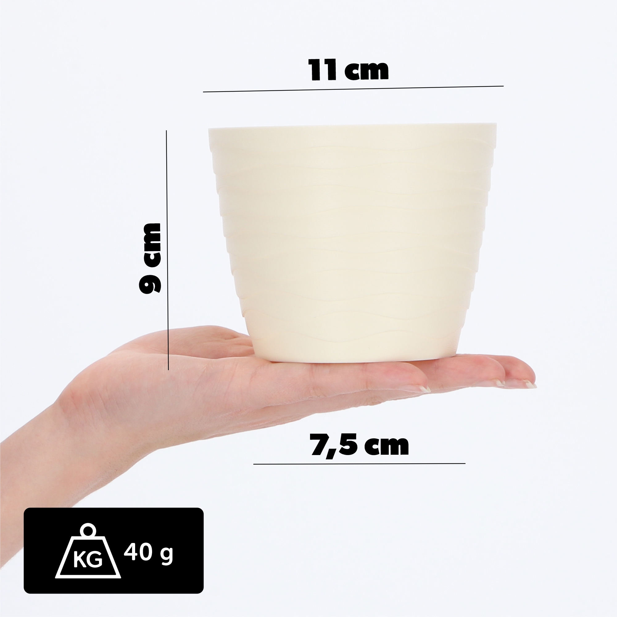 Doniczka okrągła Ufra 11 cm, kremowa