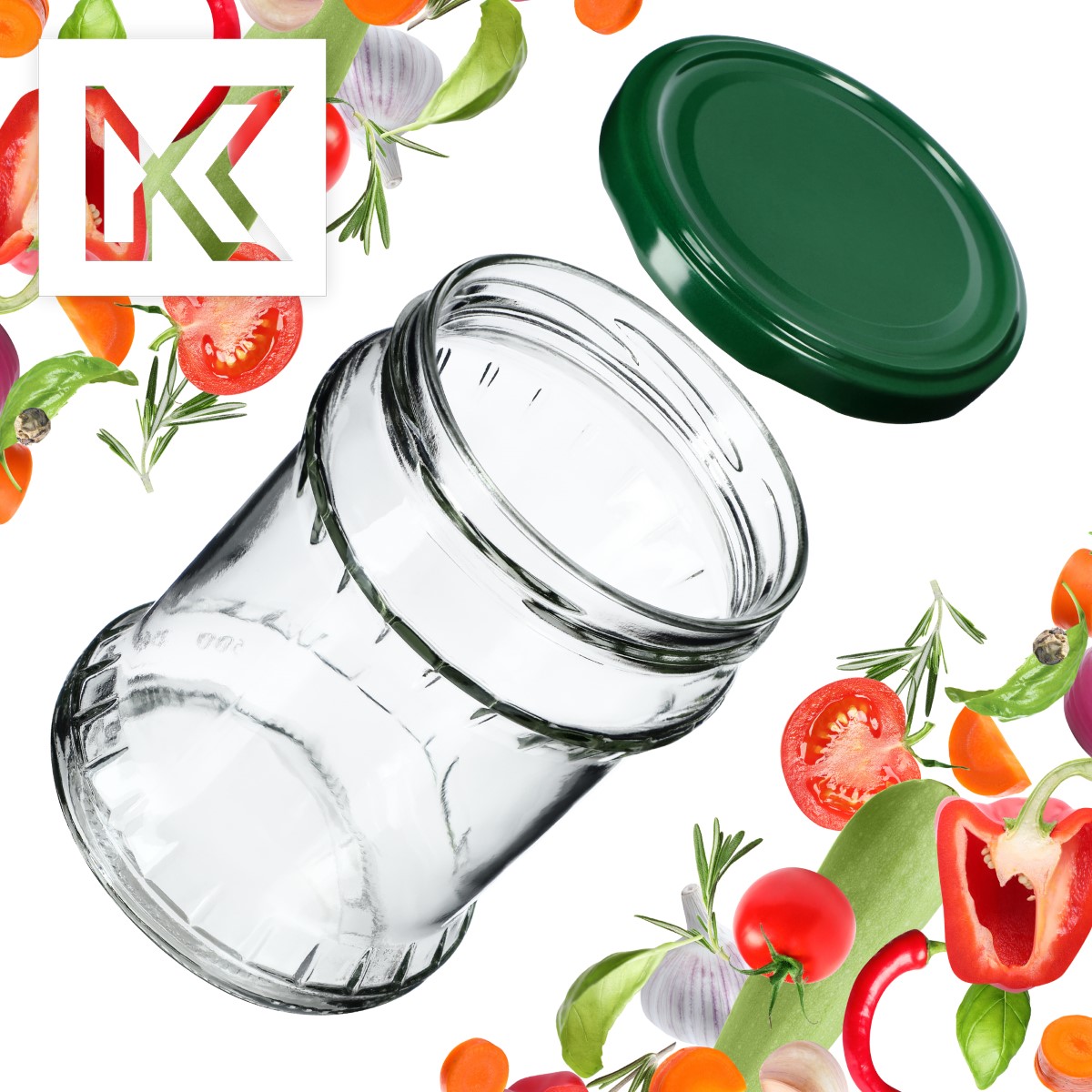 Słoiki na przetwory Kisko 500ml 24szt fi 82 mm + wieczka zielone