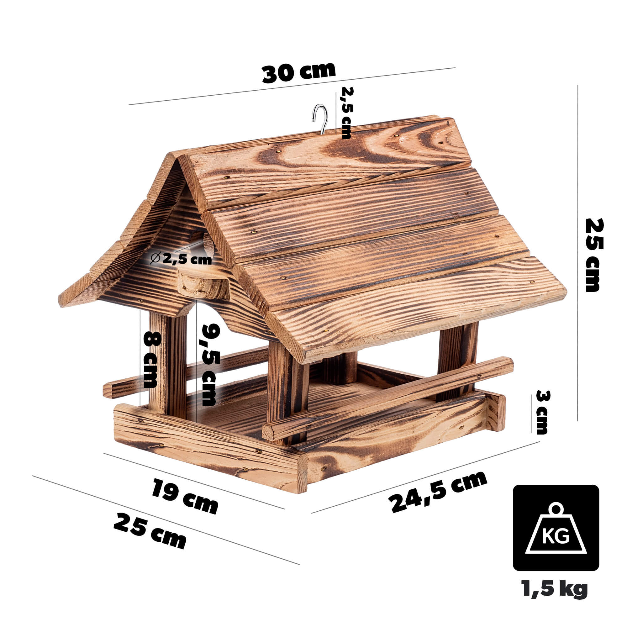 Karmnik dla ptaków Arbis domek 30 x 25 cm opalany