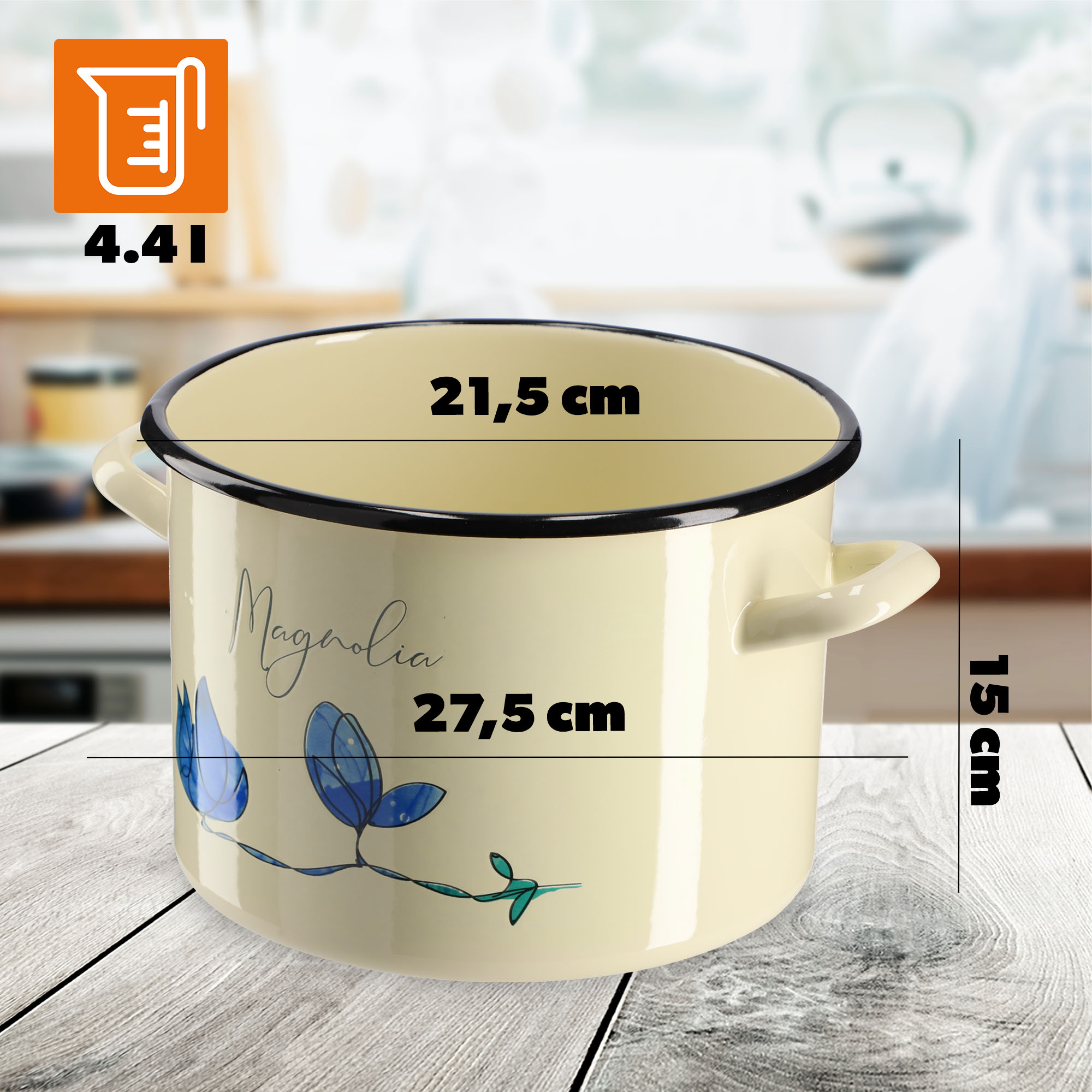 Garnek Emaliowany Luca 4.4L, magnolia