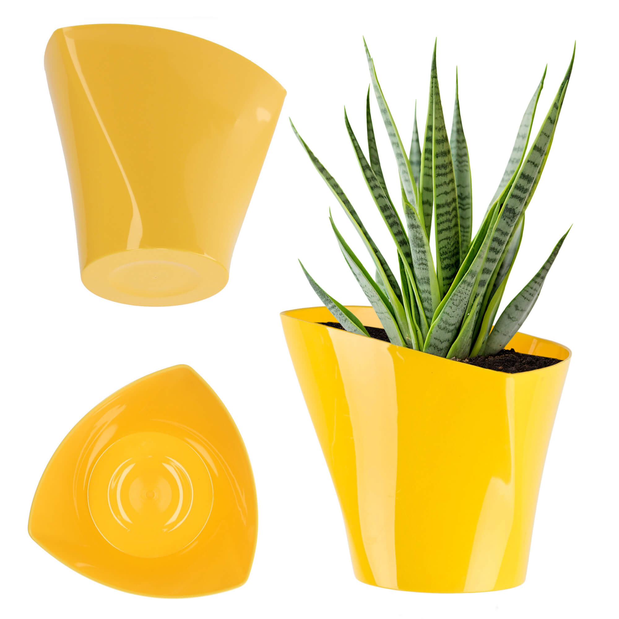 Doniczka asymetryczna 17 cm, żółta