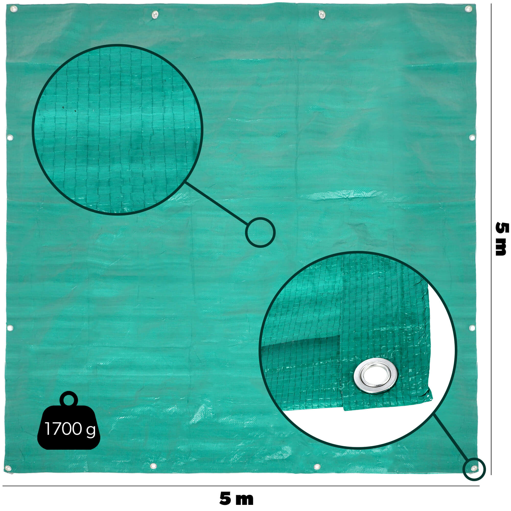 Plandeka ogrodowa Nole 5 x 5 m, zielona