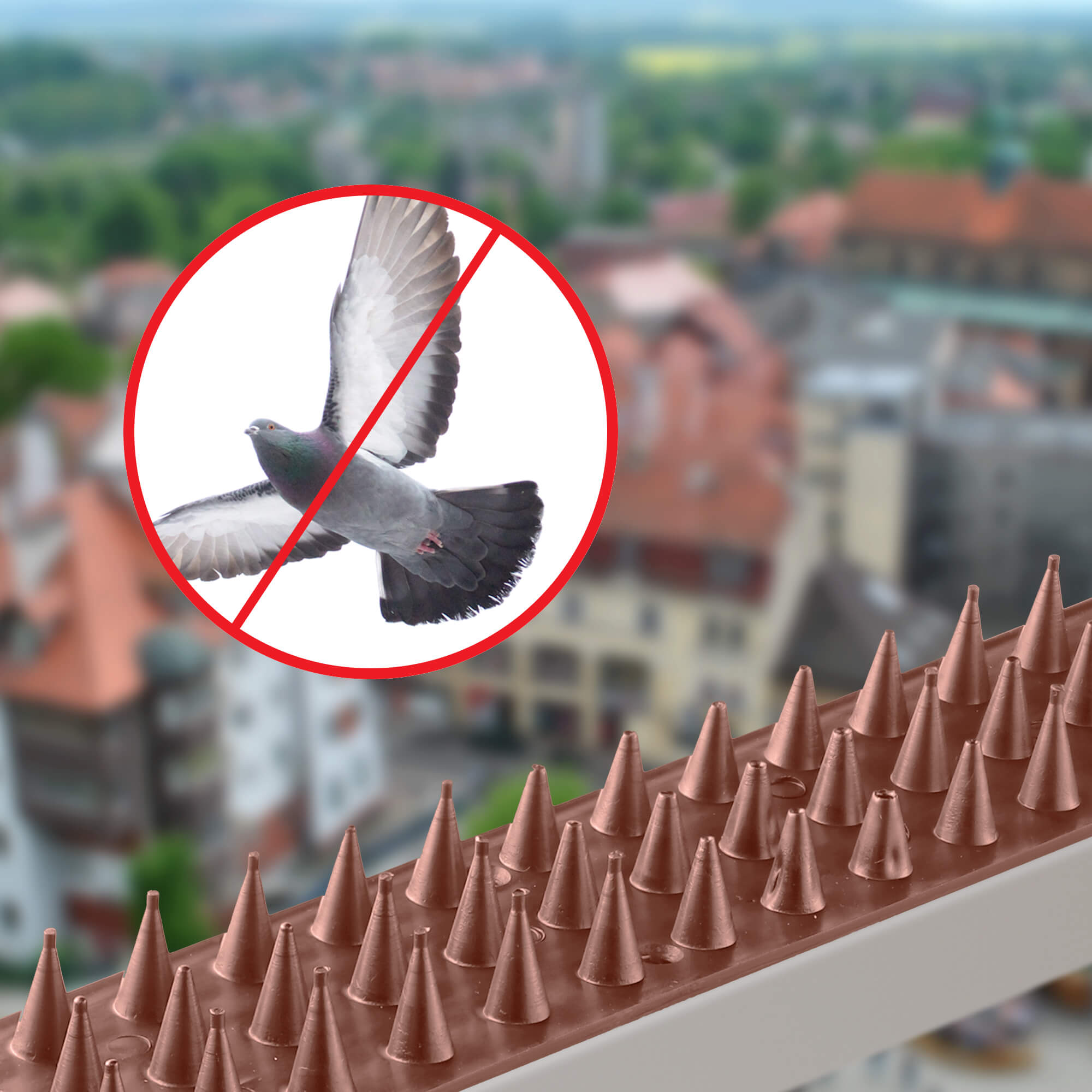 Plastikowe kolce Tosta przeciw ptakom 50 cm brązowe 10 szt.