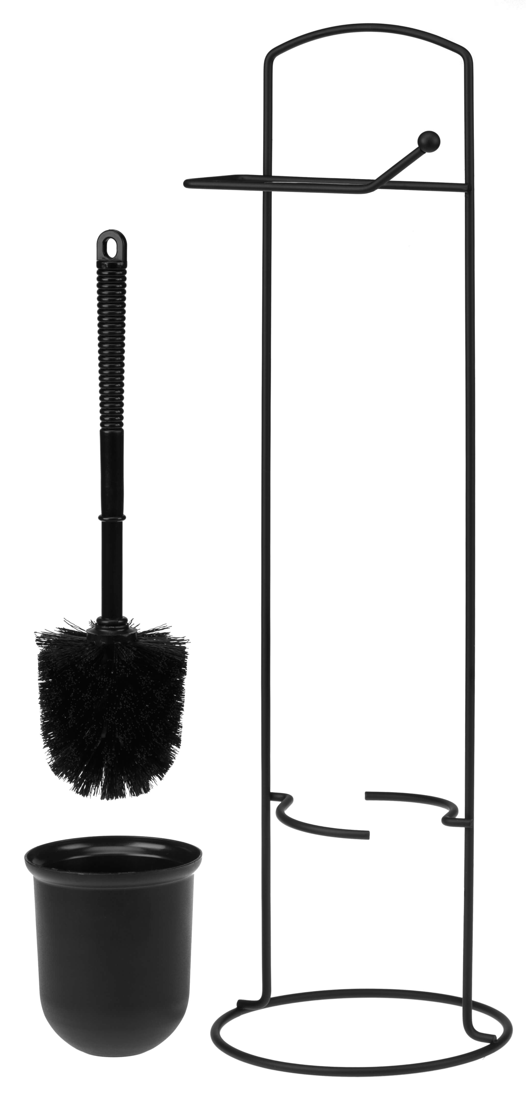 Szczotka do WC z uchwytem na papier 58 cm, czarny