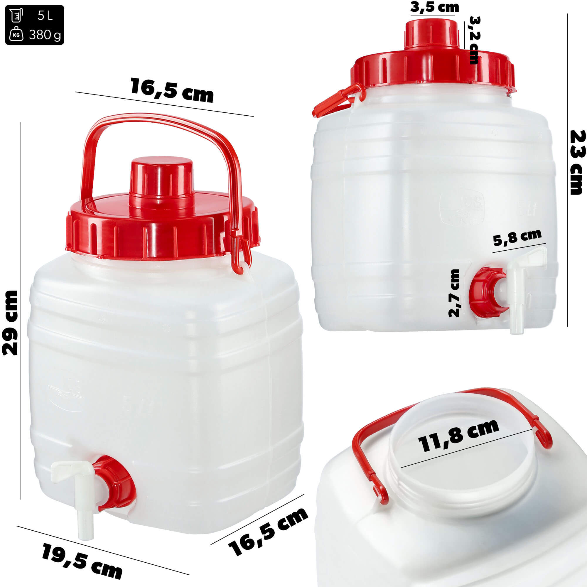 Plastikowa beczka z kranikiem Asele na wodę 5L