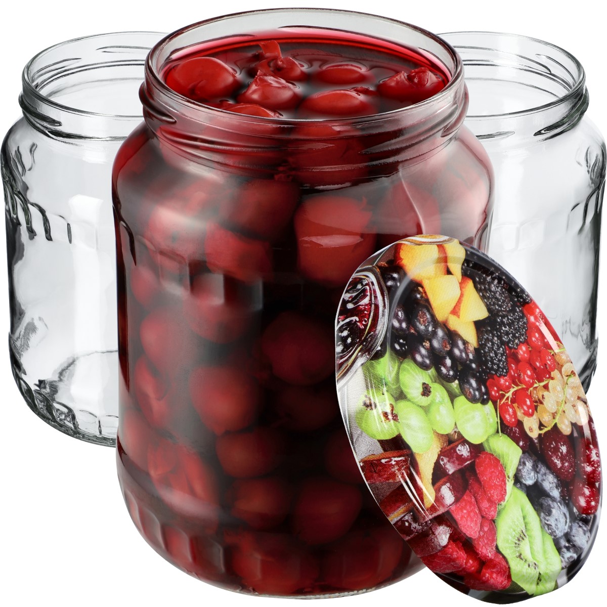 Słoiki na przetwory Jukka 720ml 48szt fi 82 mm + wieczka "Mix Owoców"