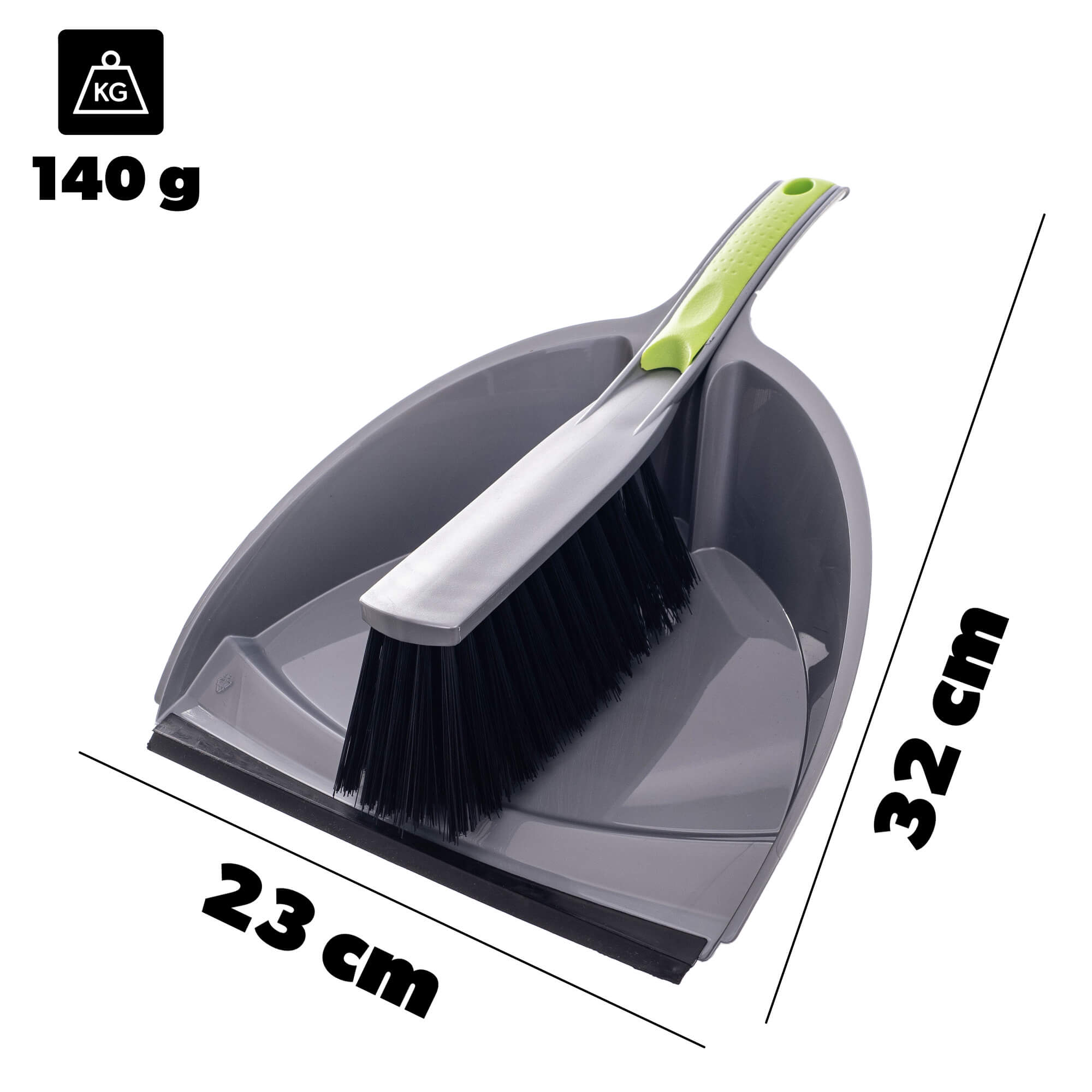 Zmiotka i szufelka Amot 32cm z zieloną rączką