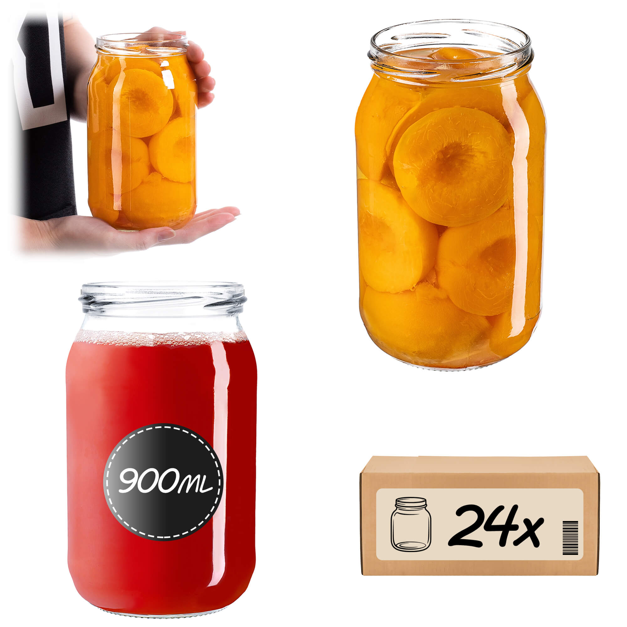 Słoiki na przetwory Simo 900ml 24szt fi 82 mm bez wieczka