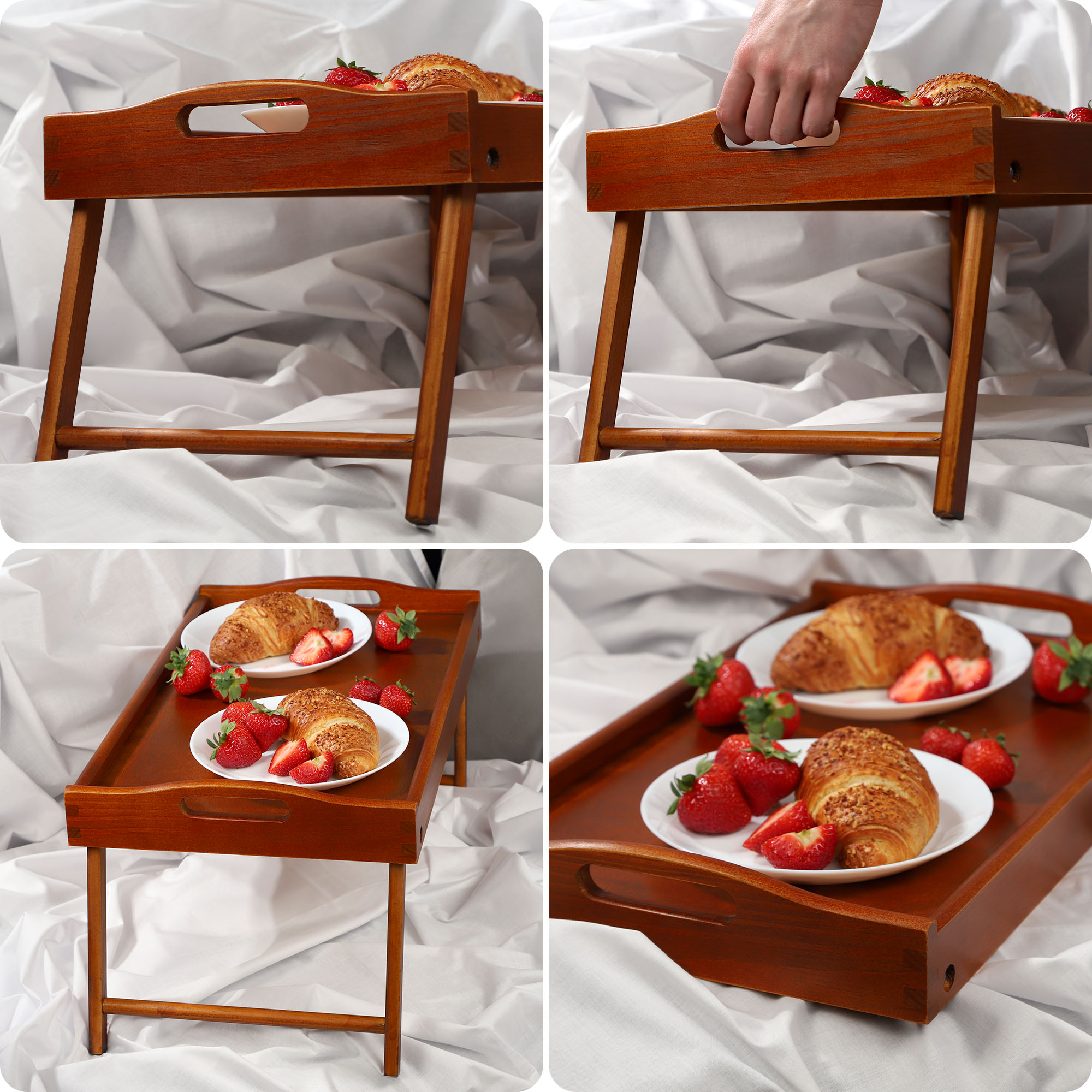 Stolik śniadaniowy Solia, pod laptopa, 50 cm, brązowy
