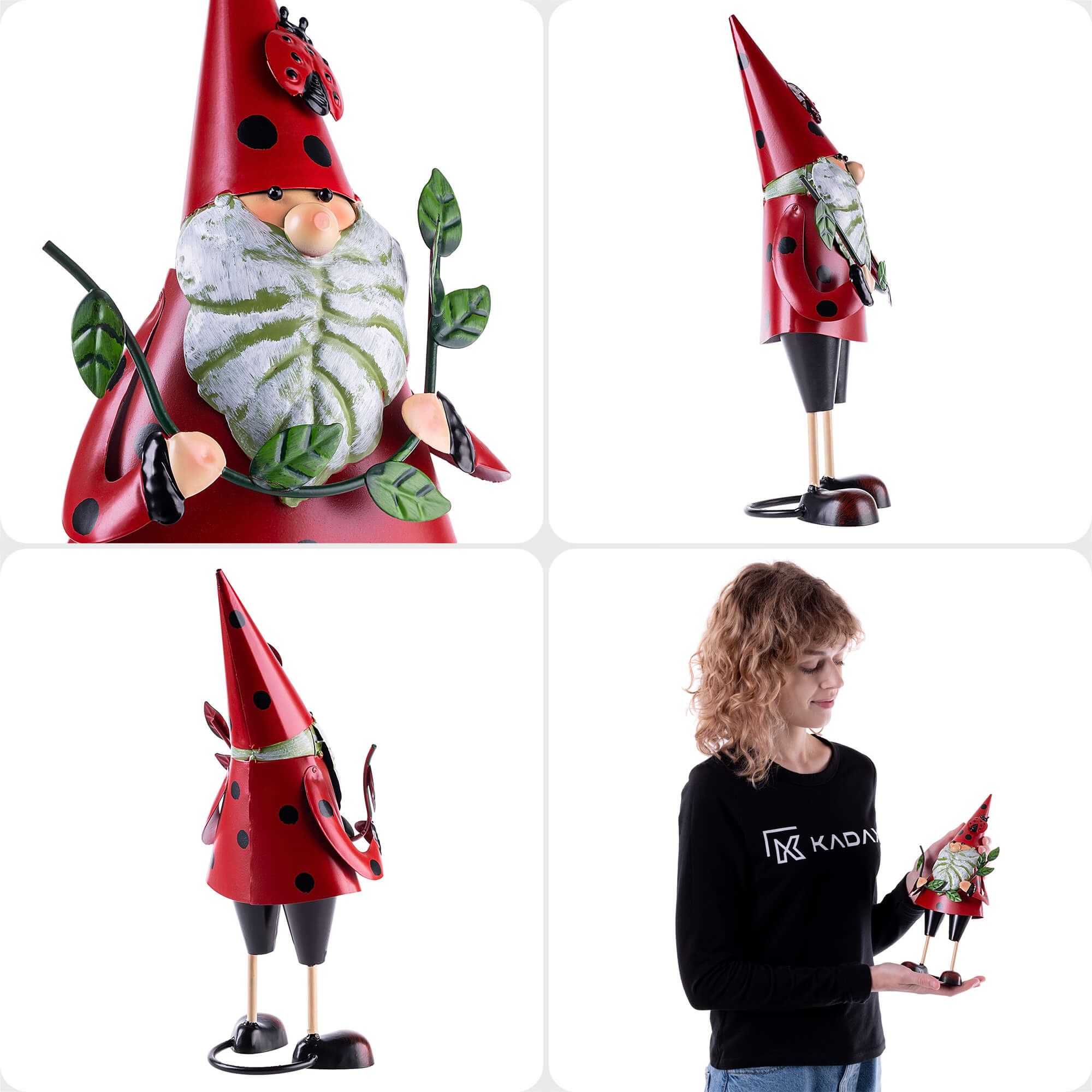 Figura ogrodowa Esson krasnal czerwony stalowa 30 cm