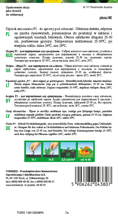 Ogórek pod osłony Atos F1 (dł. 25-29 cm) 1g