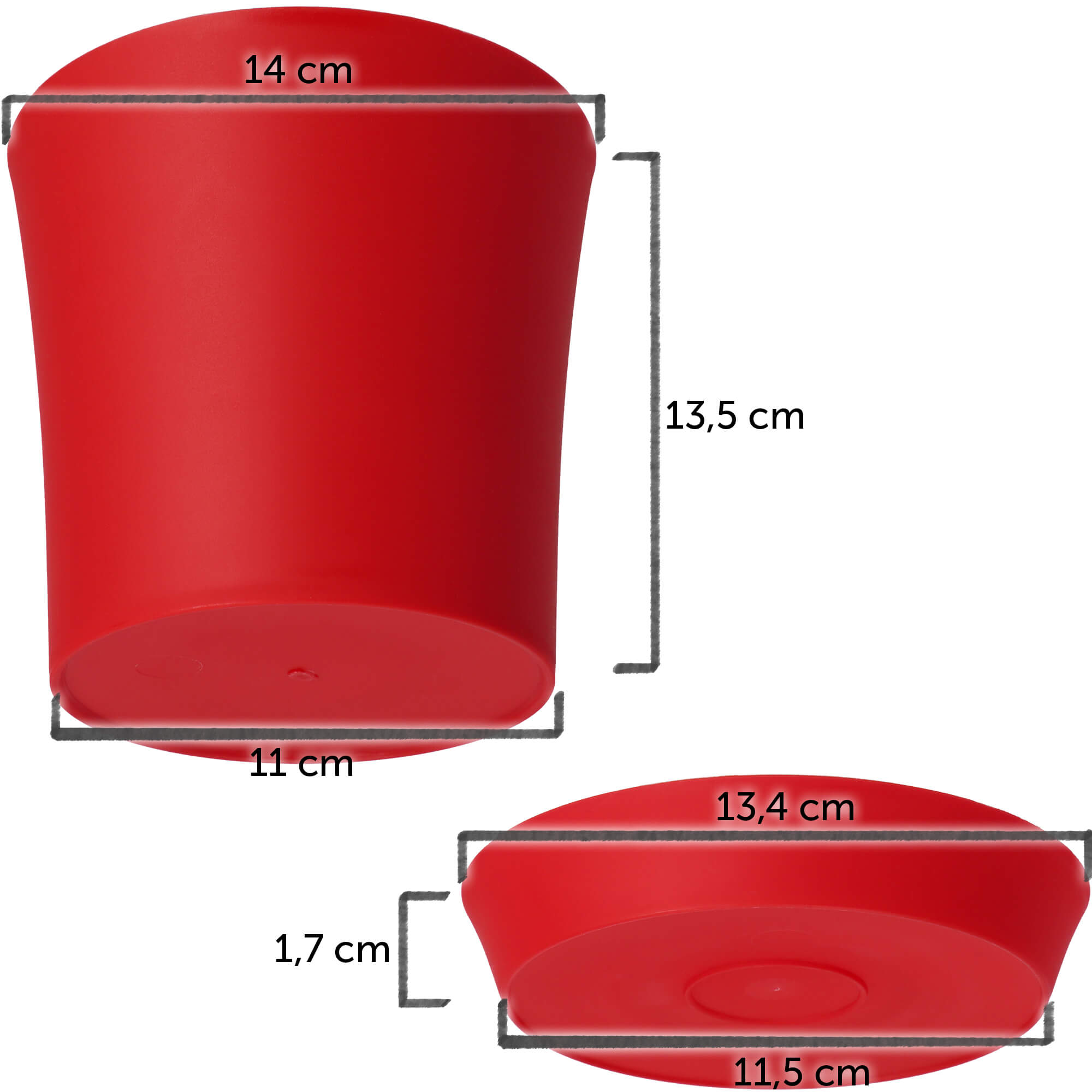 Doniczka na kwiaty Ersa 14 cm, czerwona