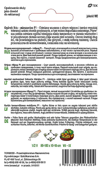 Ogórek gruntowy konserwowy Ibis F1 5g