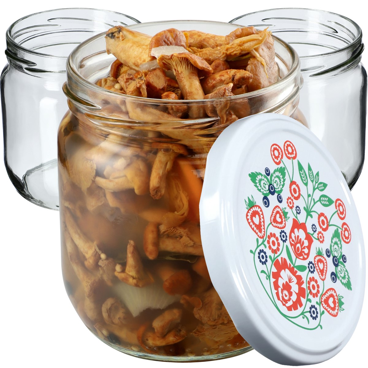 Słoiki na przetwory Salla 425ml 24szt fi 82 mm + wieczka "Folklor"
