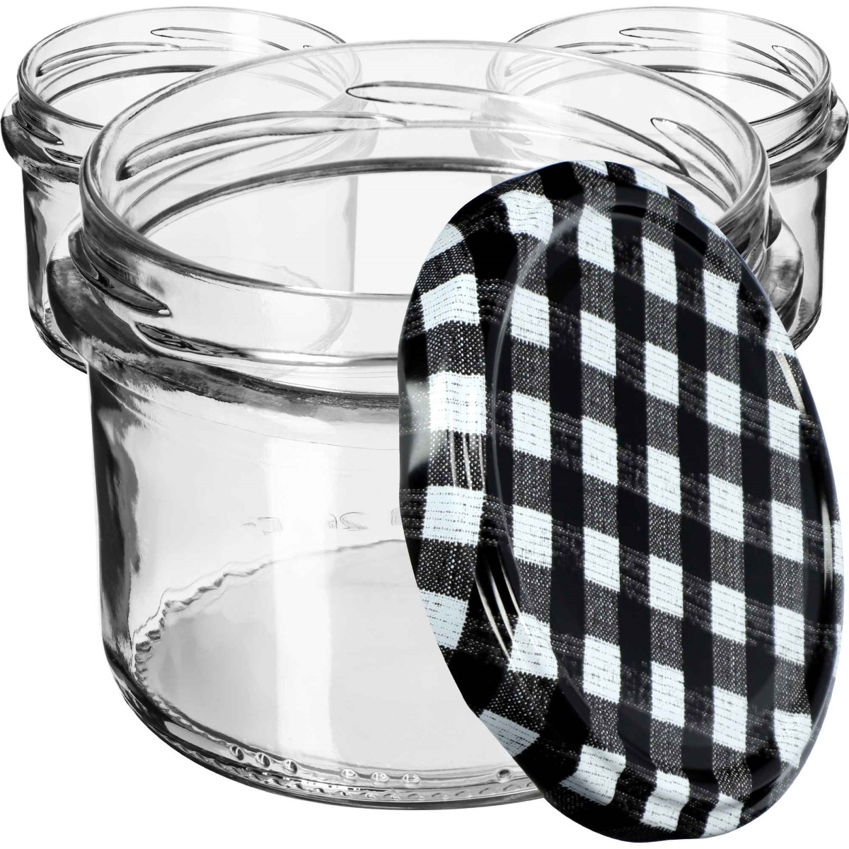 Słoiki na przetwory Tartu 235ml 100szt fi 82 mm + wieczka "Czarna krata"