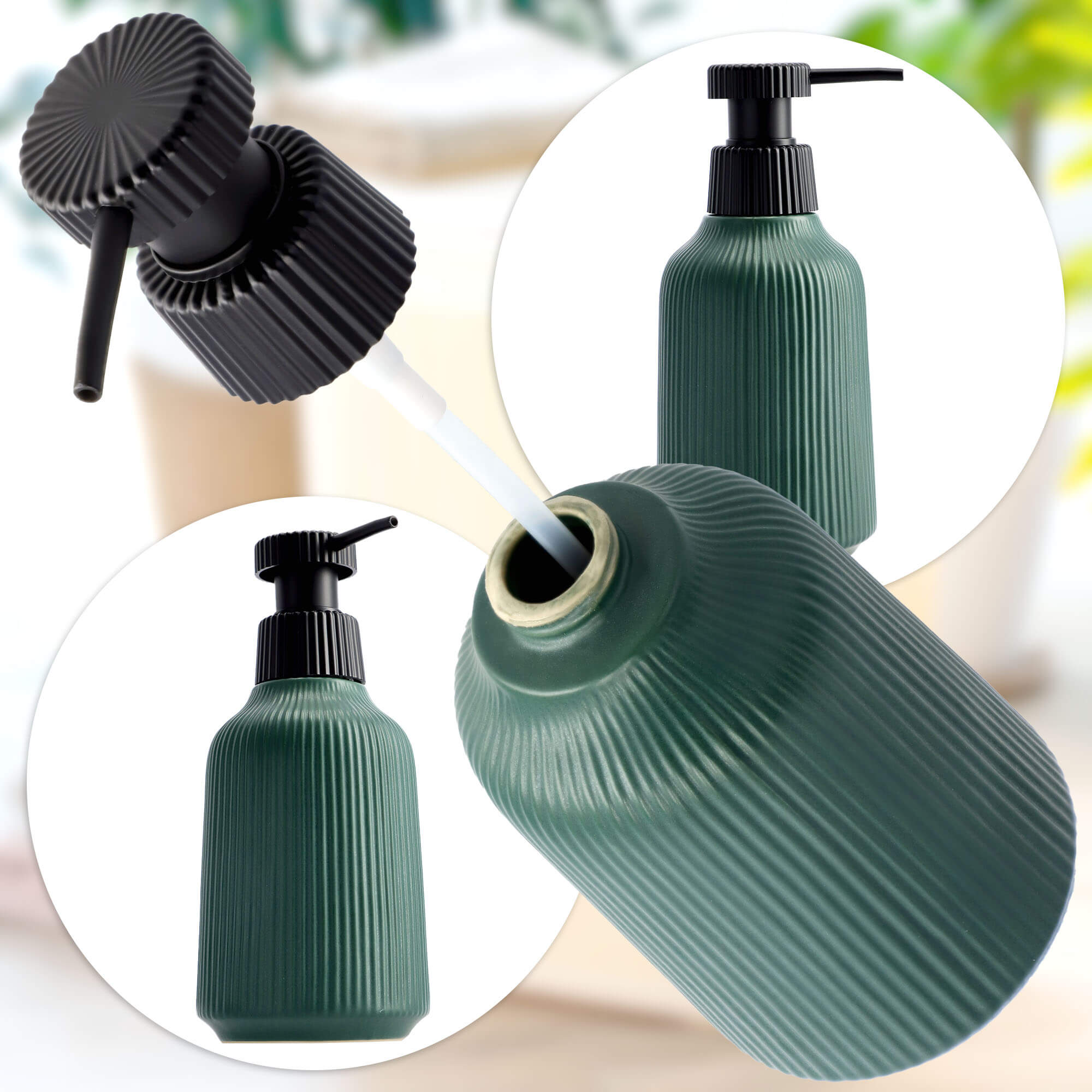 Dozownik na mydło w płynie Mataro 200 ml, zielony