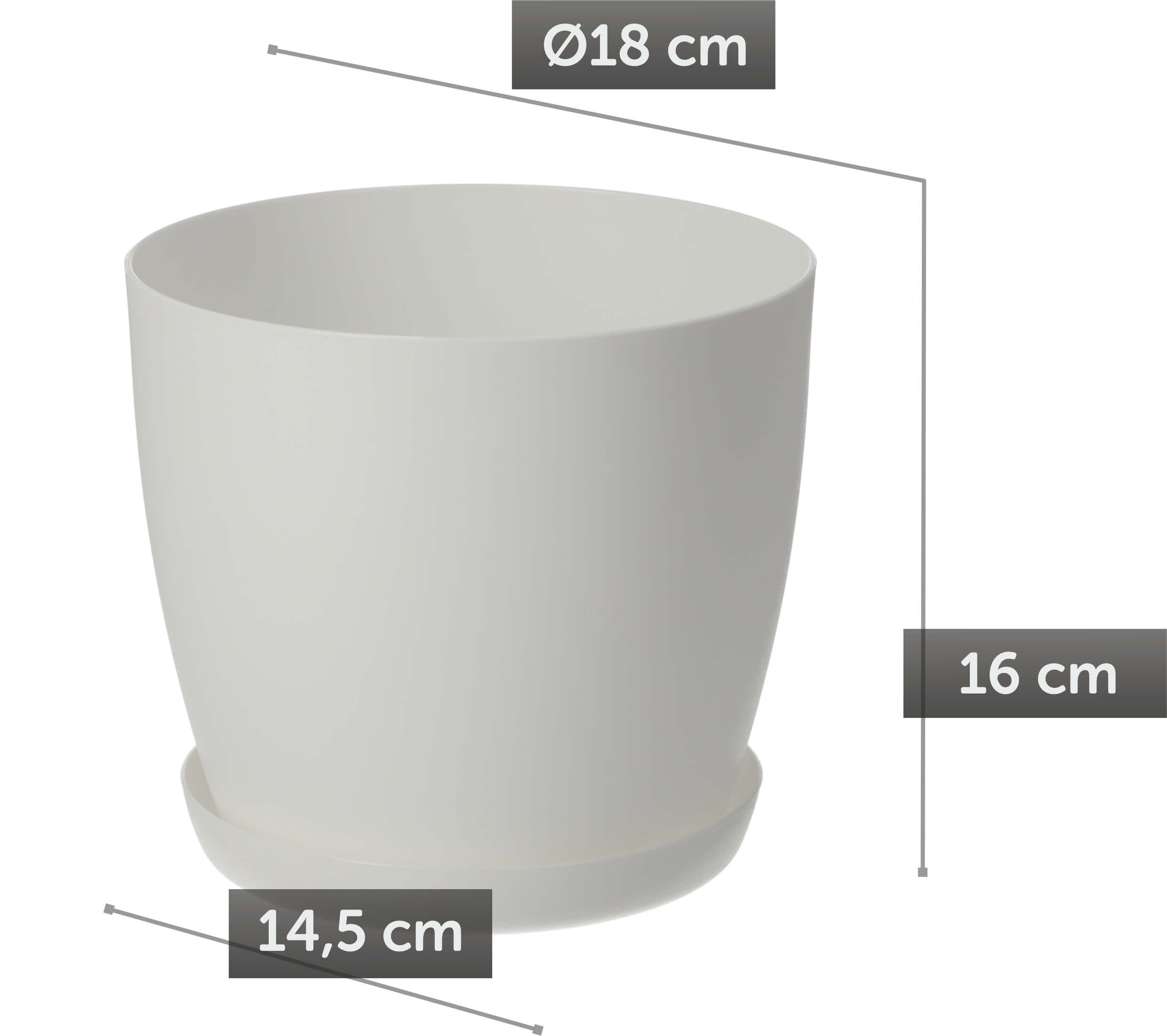 Doniczka Agen z podstawką 18 cm, matowa biała