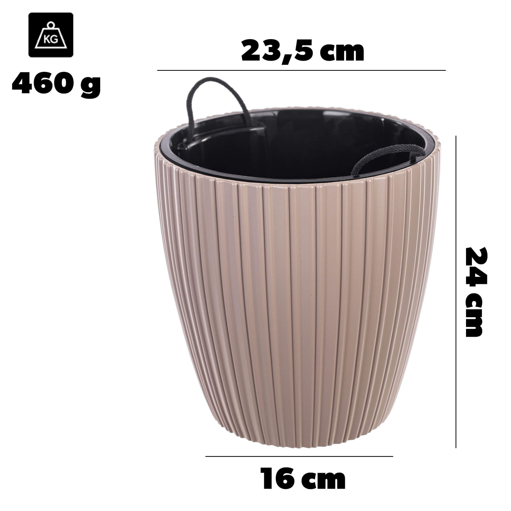 Doniczka Lunet szaro-beżowa 25 cm