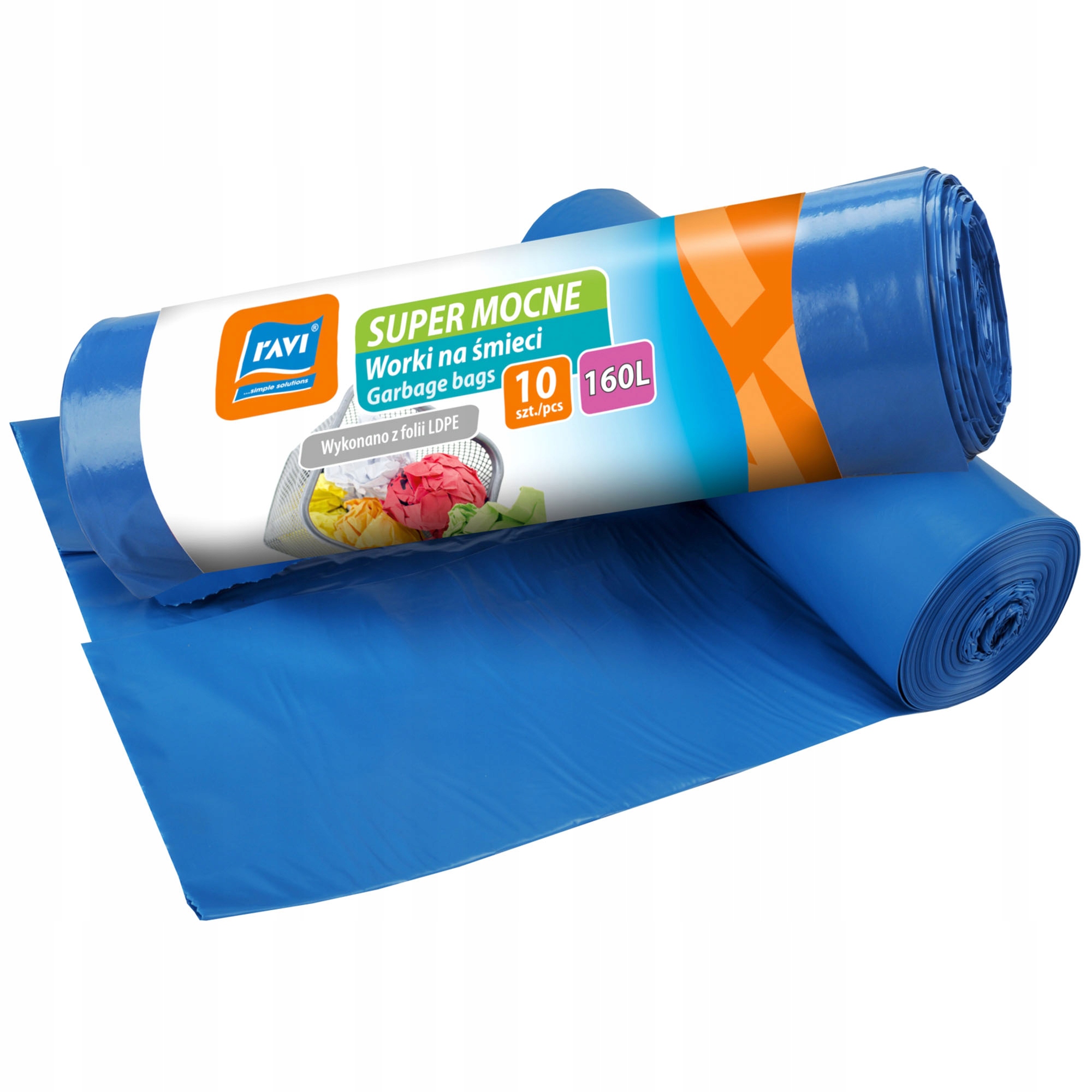Worki na śmieci Ravi Super Mocne LDPE 160L, 10 szt.