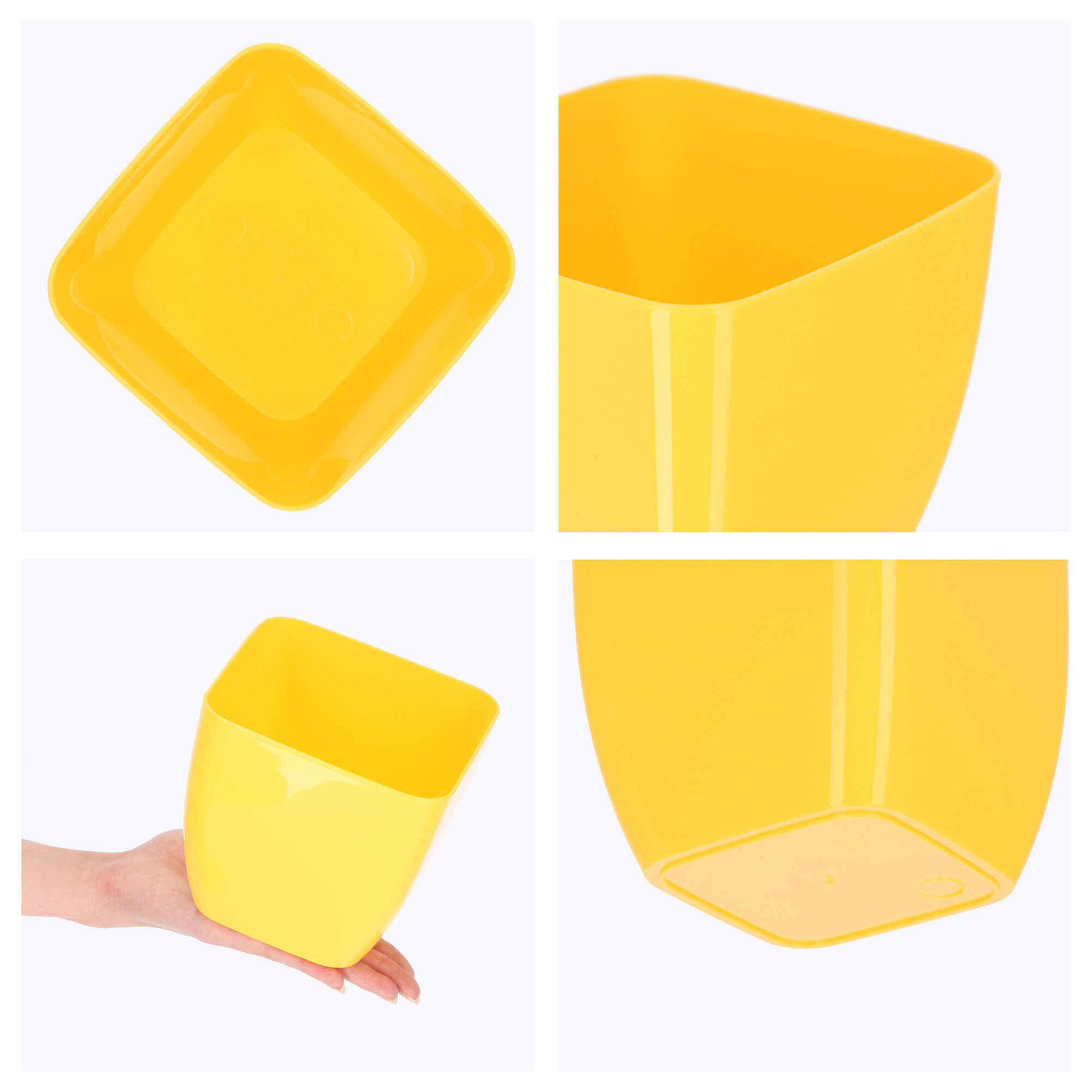 Doniczka kwadratowa Borgo 14 cm, żółta
