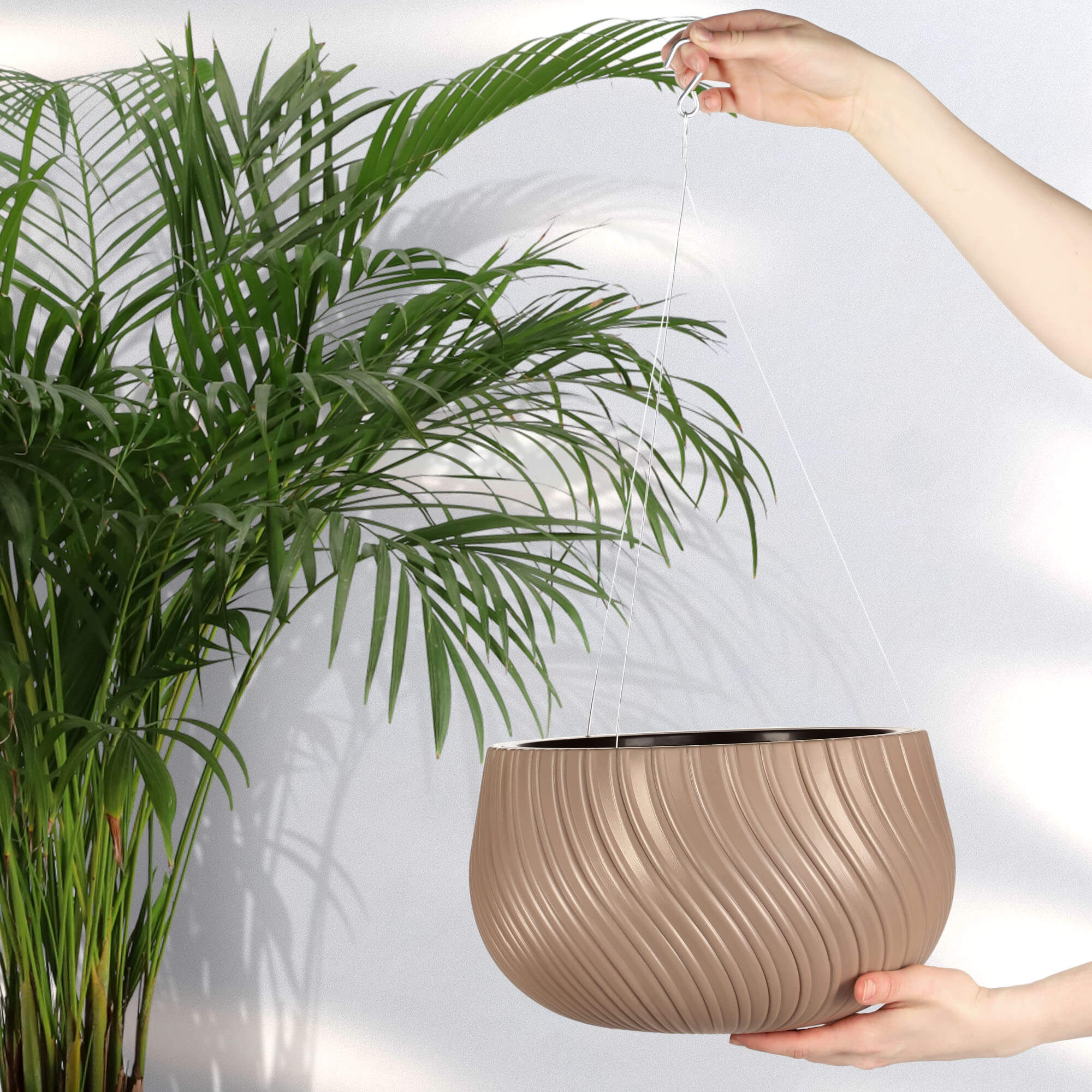 Doniczka wisząca z wkładem Rucas 29 cm, beż