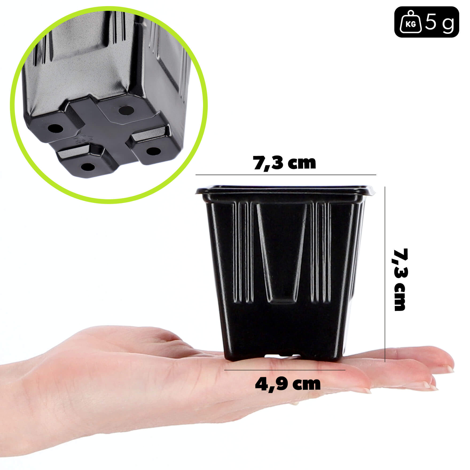 Doniczki rozsadowe kwadratowe Corse 7 cm, 12 szt.