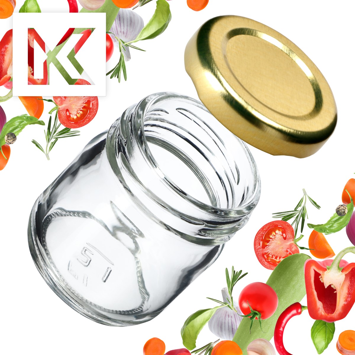 Słoiki na przetwory Halli 40ml 50szt 43 mm + wieczka złote