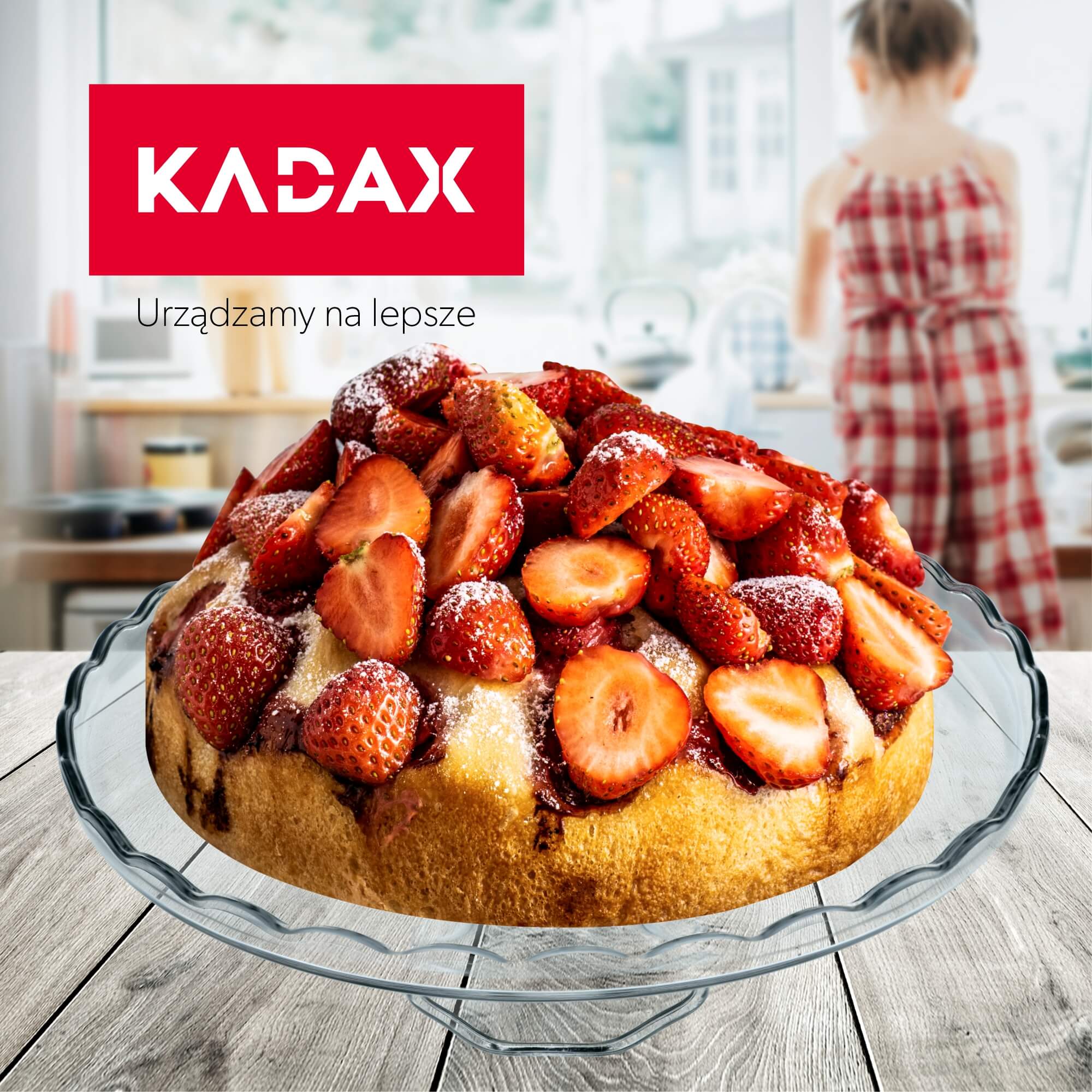 Patera szklana na nodze do ciast 32 cm