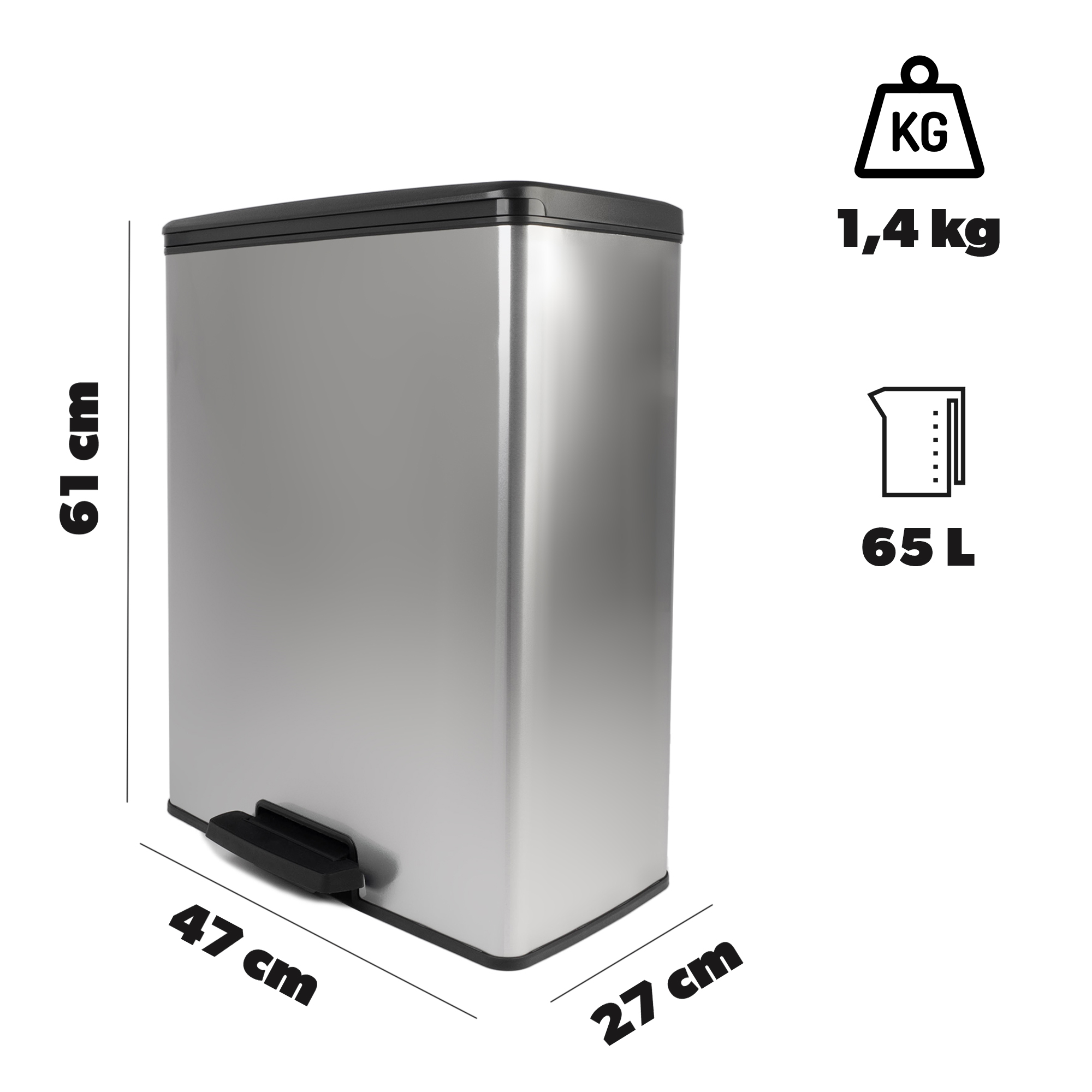 Kosz na śmieci z pedałem Curver Deco bin 65L
