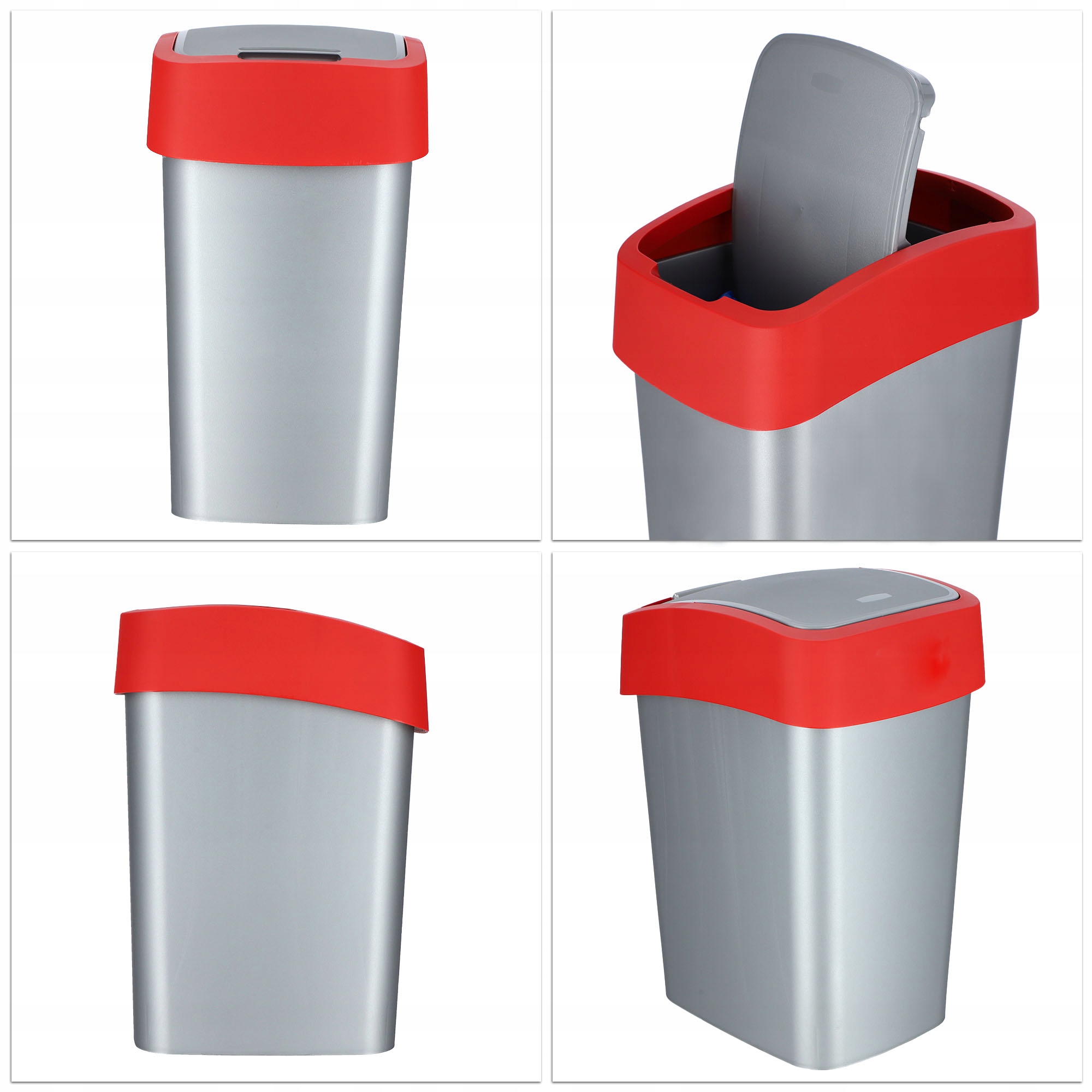 Kosz na śmieci Curver Flip Bin 50L, czerwony