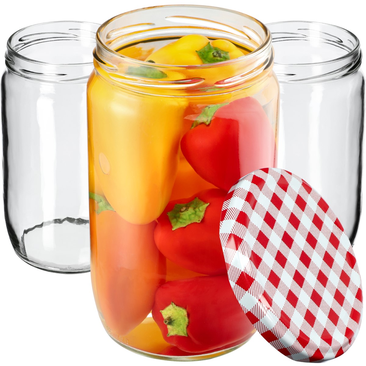 Słoiki Niva 720ml 24szt fi 82 mm + wieczka "Czerwona Krata"