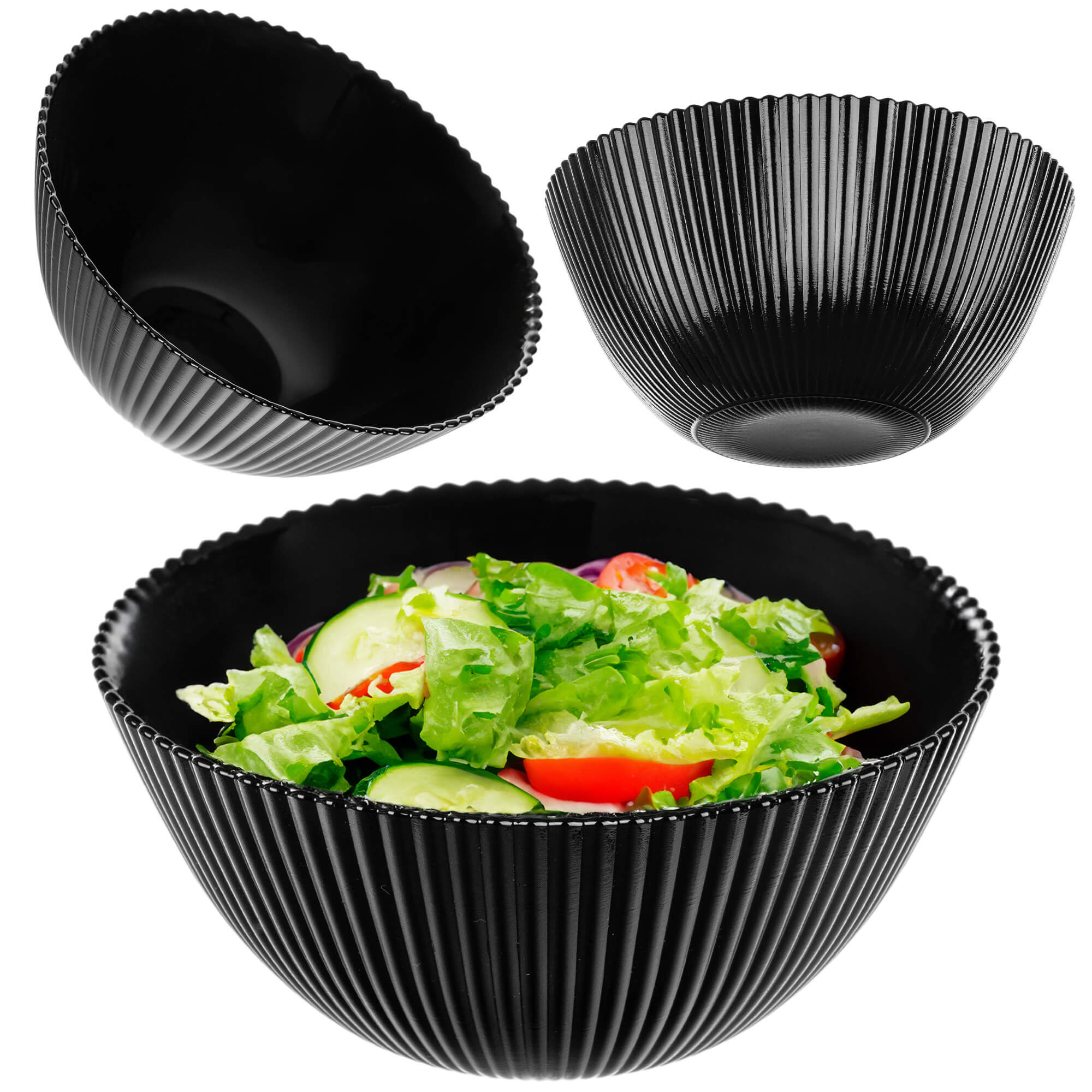 Zestaw obiadowy Regno salaterka 15 cm + talerz deserowy + talerz płytki czarny 12 kpl.