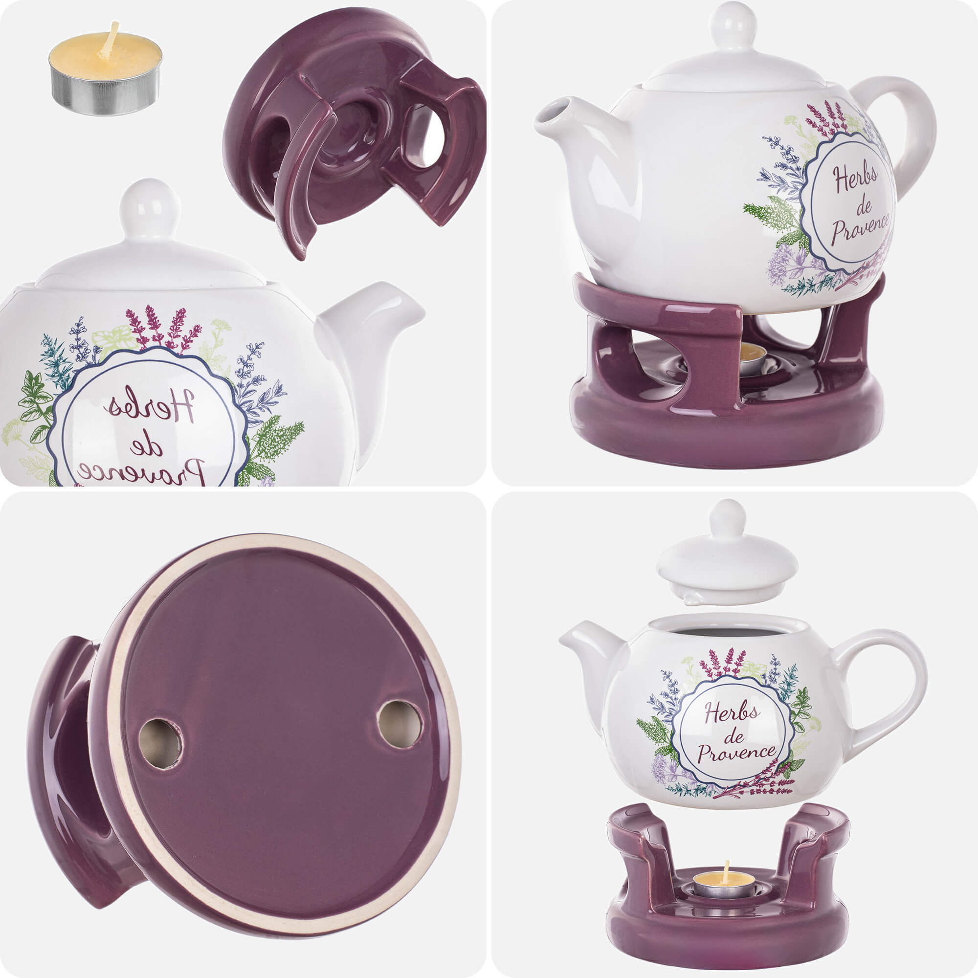 Dzbanek ceramiczny z podgrzewaczem Irais 1L zioła