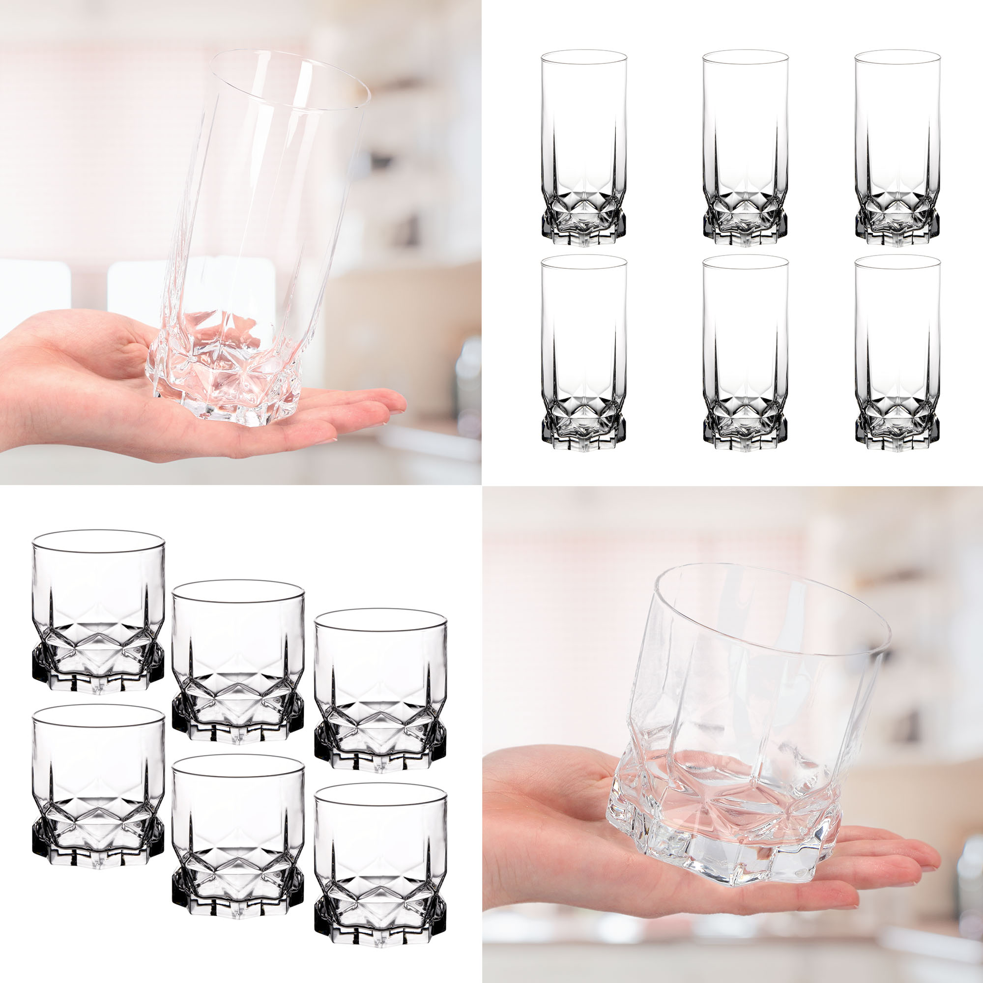 Szklanki do drinków i napojów Anzio 325 ml + 325 ml, 12 szt.