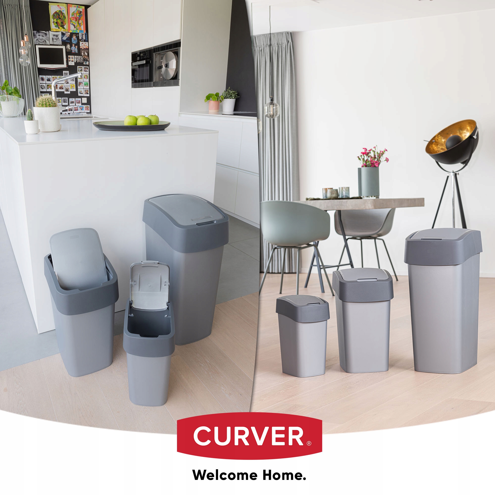 Kosz na śmieci Curver Flip Bin 10L, niebieski