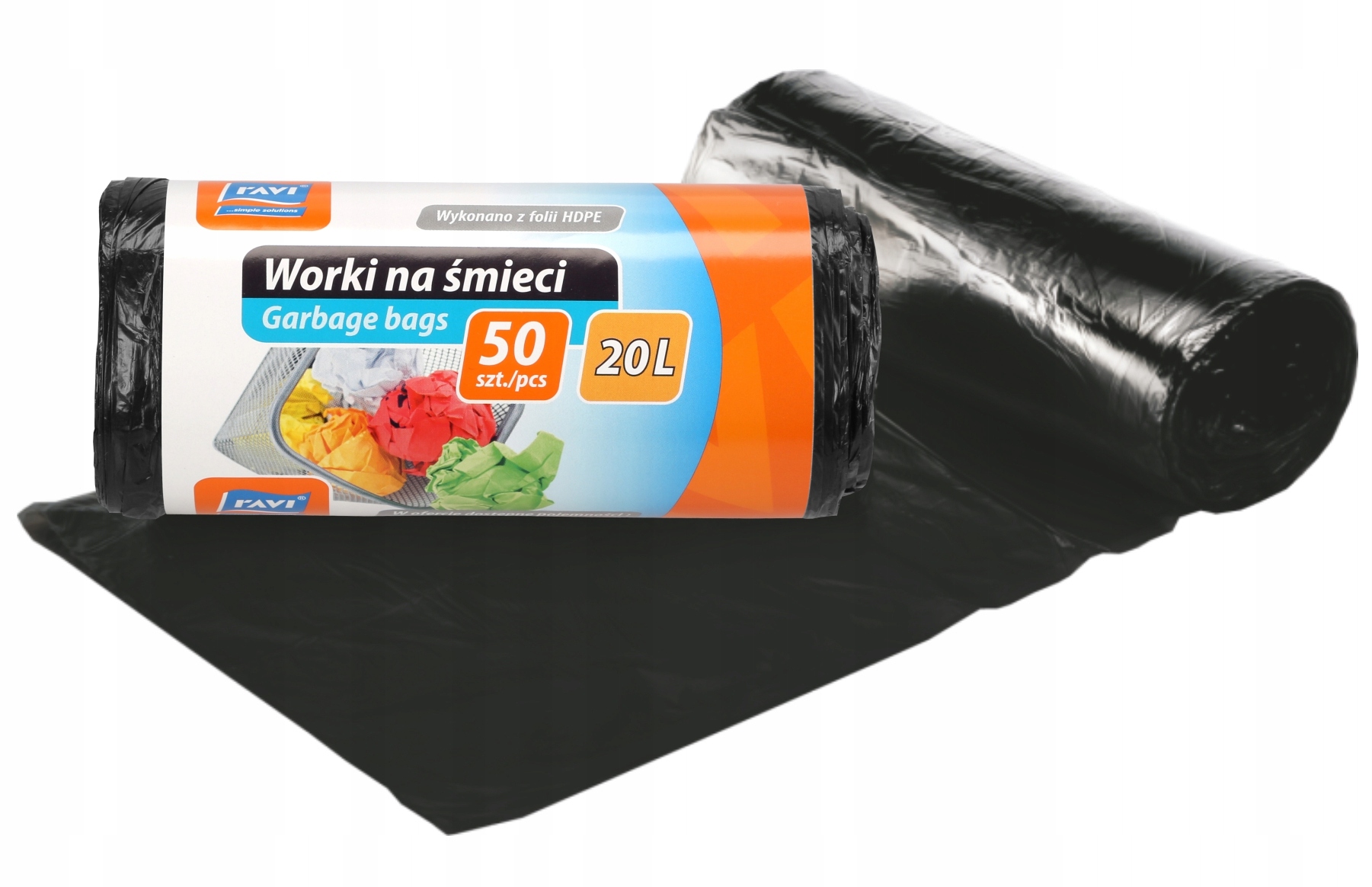 Worki na śmieci Ravi HDPE czarne 20L, 50 szt.