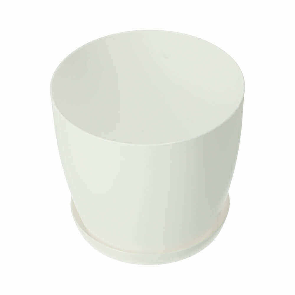 Doniczka Agen z podstawką 16 cm, matowa biała