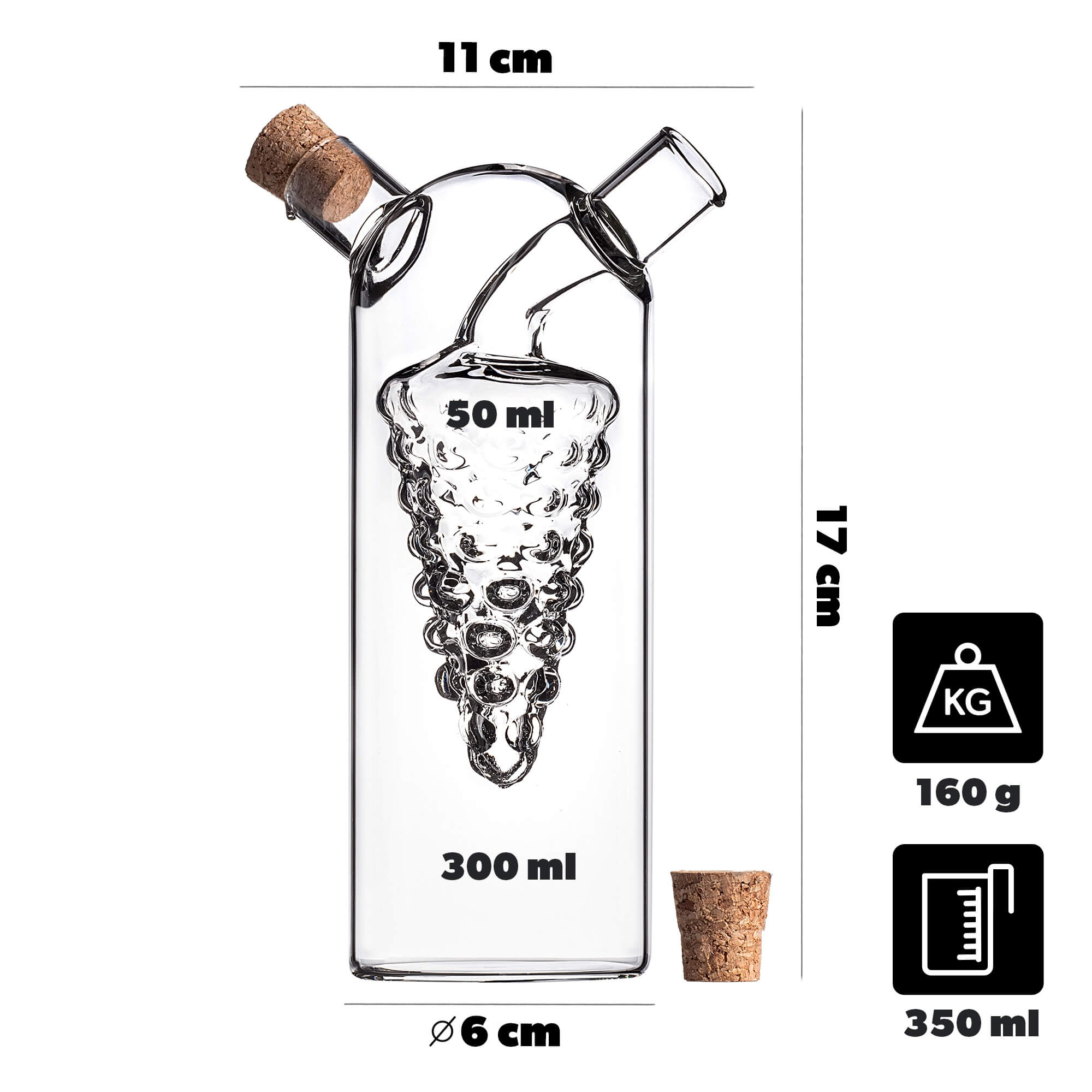 Butelka na oliwę i ocet Bergolo 300ml + 50ml