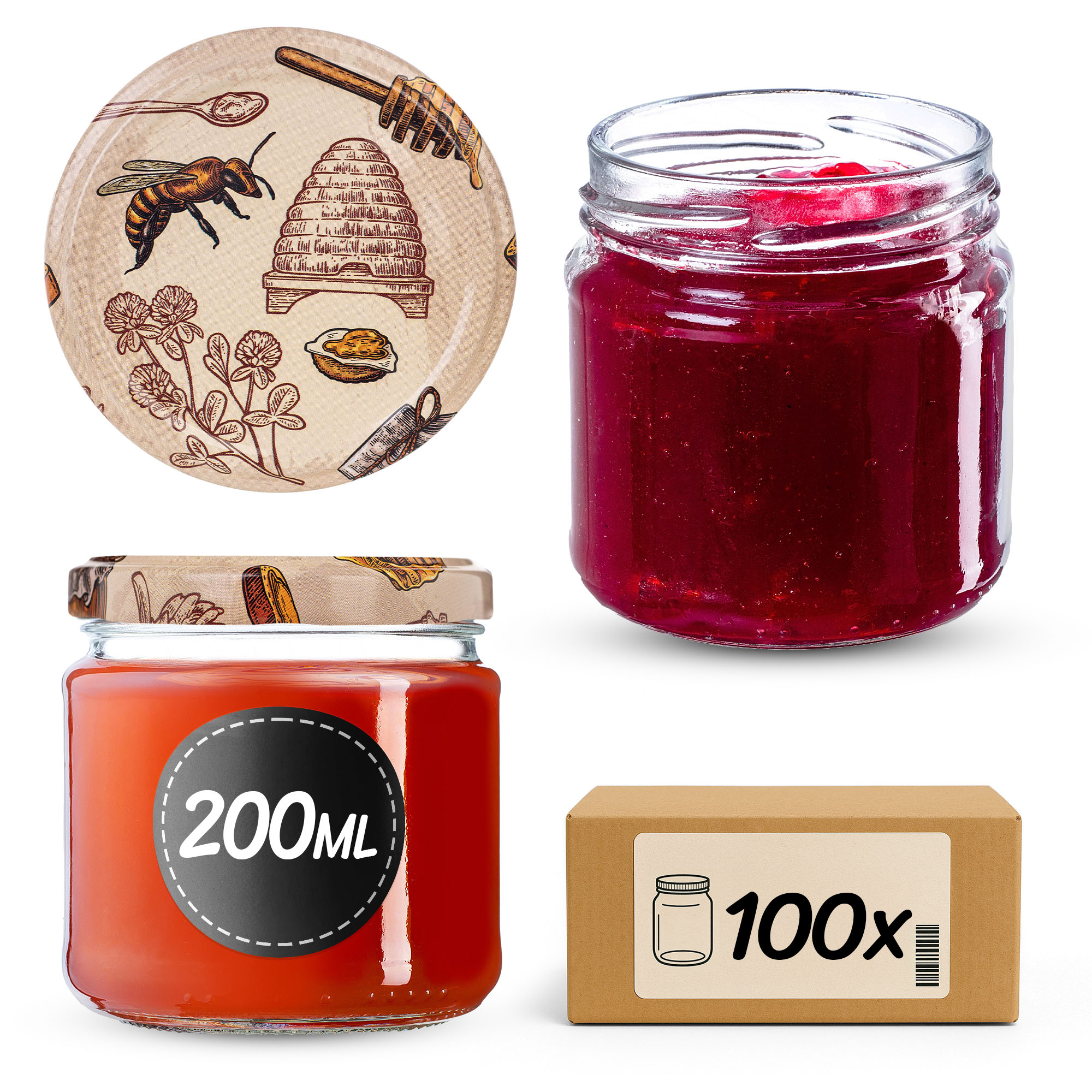 Słoiki na przetwory Lerma 200ml 100szt fi 66 mm + wieczka "Ul"