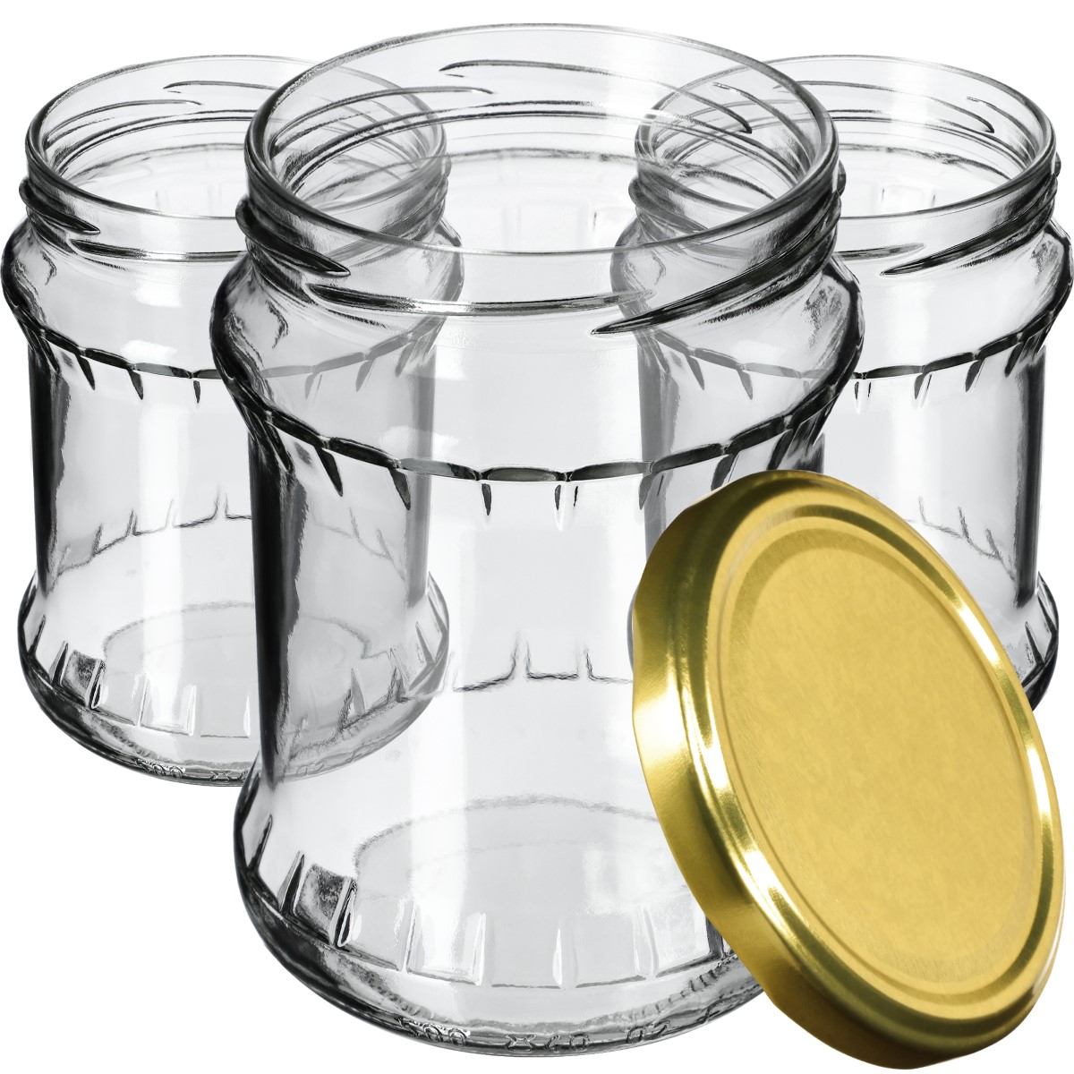 Słoiki na przetwory Kisko 500ml 8szt fi 82 mm + wieczka złote