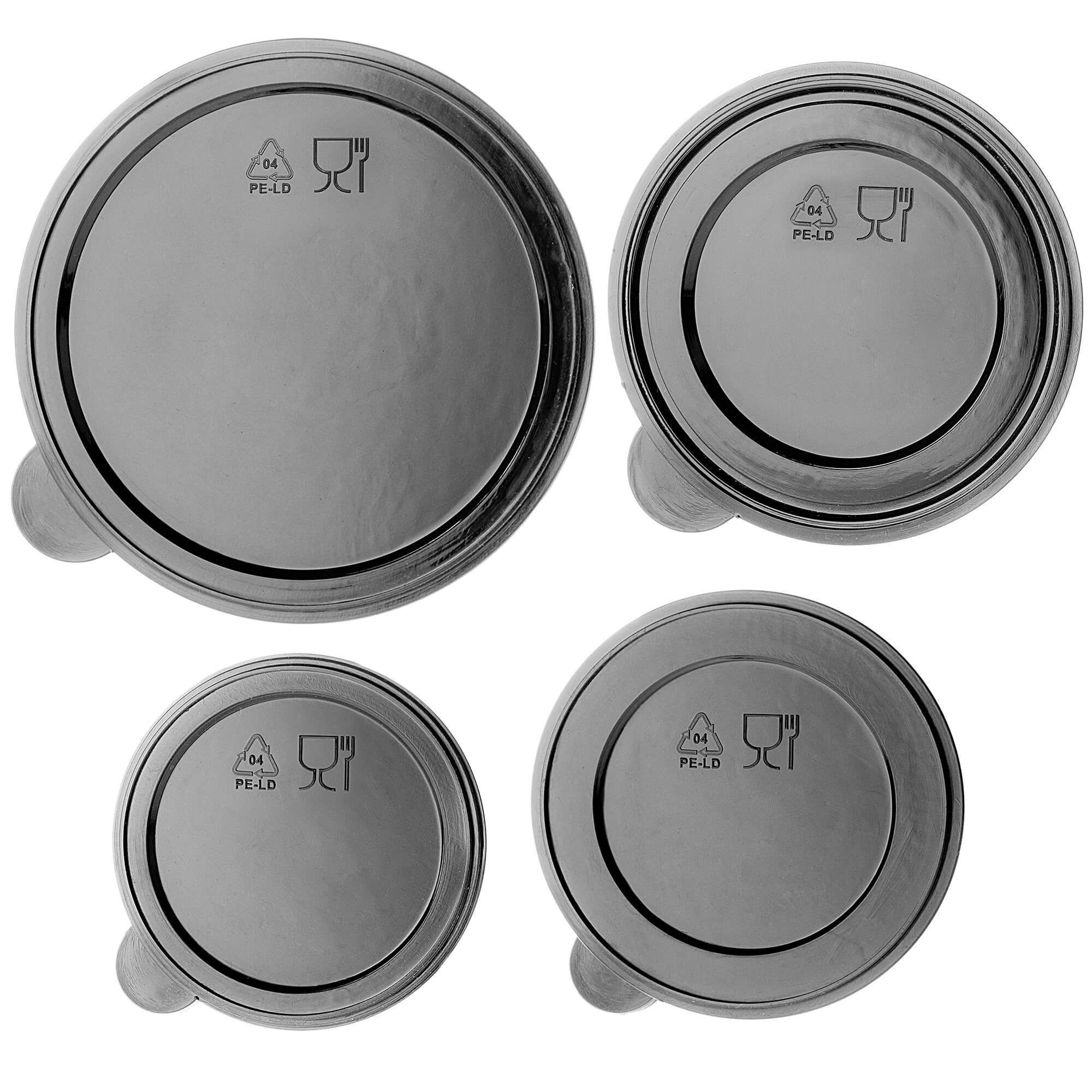 Zestaw pokrywek na puszki Oizon 100mm 84mm 73mm 65mm czarny 12 szt.