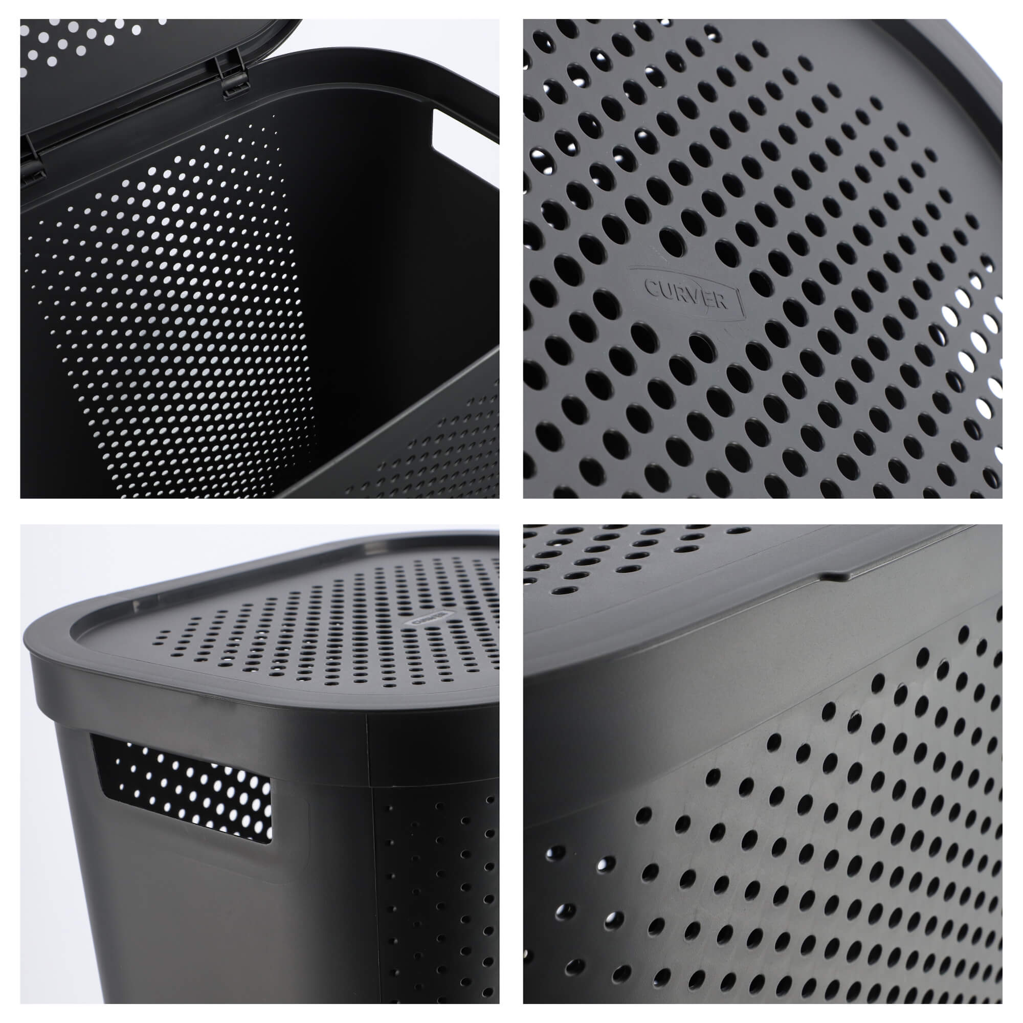 Kosz z pokrywą Curver Infinity 60L, ciemnoszary
