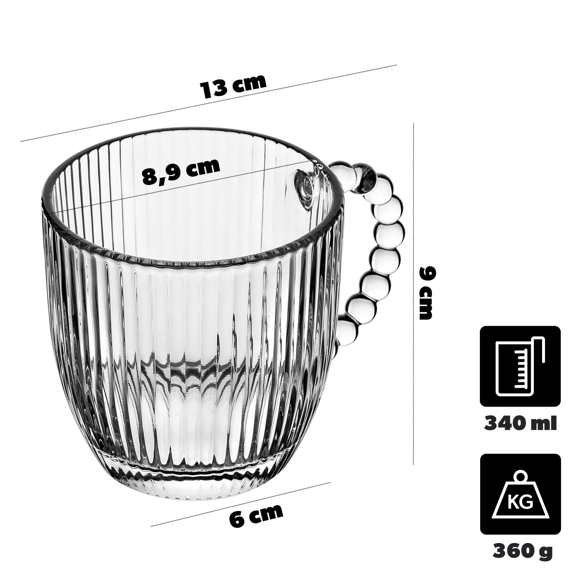 Kubek Huete 340ml ryflowany 1 szt.