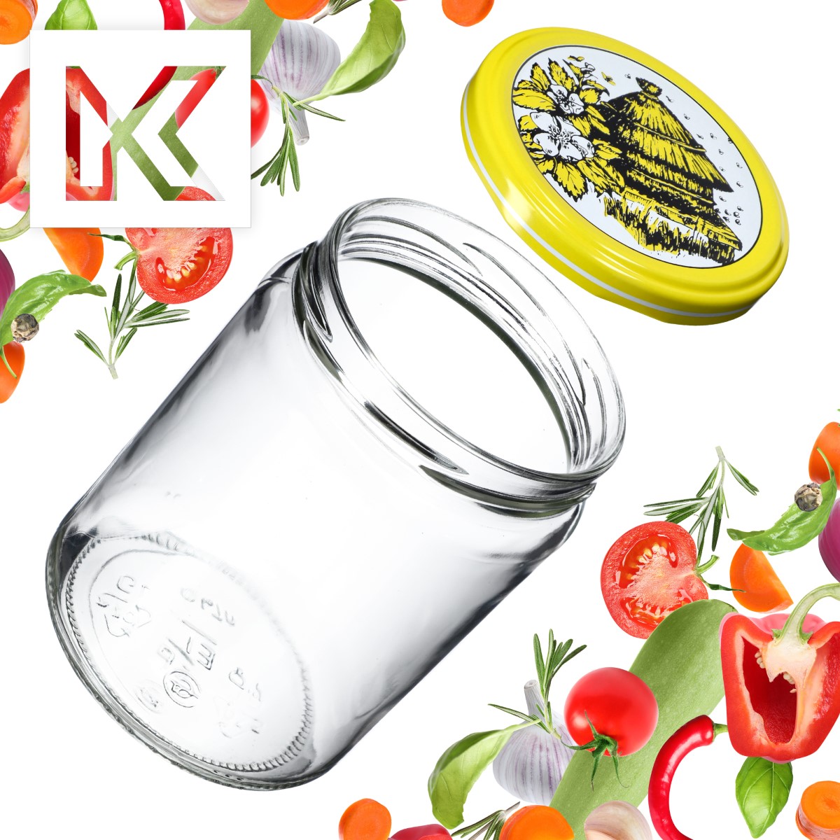 Słoiki na przetwory Maki 540ml 16szt fi 82 mm + wieczka "Pszczoły"