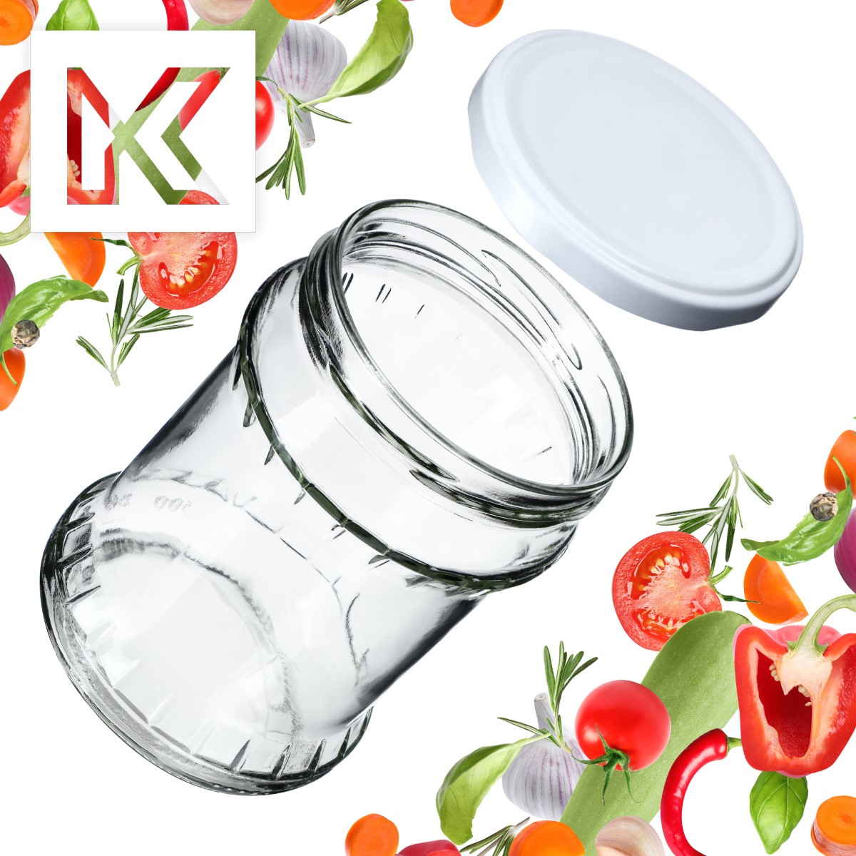 Słoiki na przetwory Kisko 500ml 24szt fi 82 mm + wieczka białe