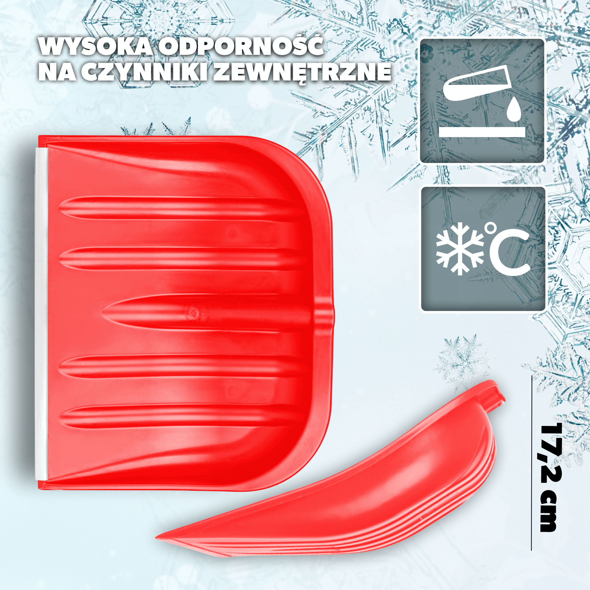 Szufla do śniegu bez trzonka, czerwona, 3 szt.