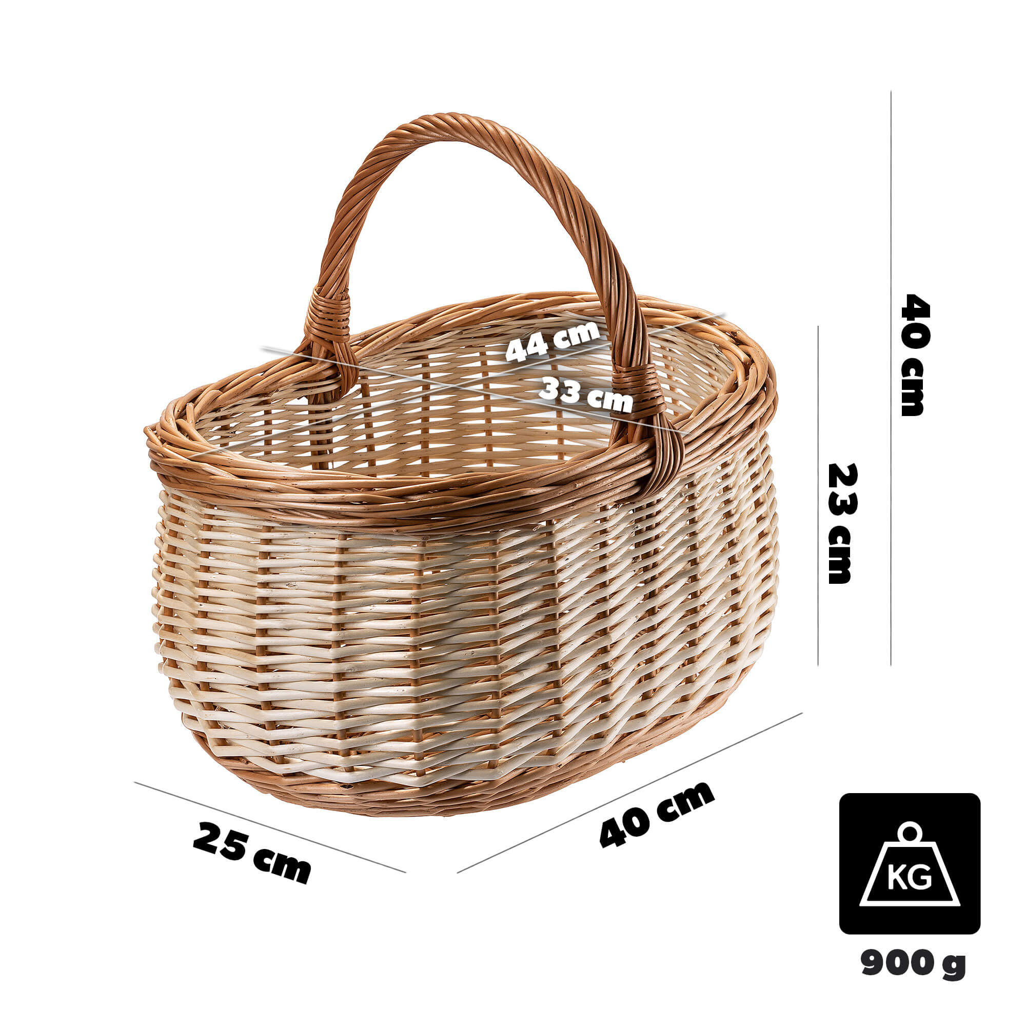 Kosz wiklinowy zakupowy Anfo 40 x 25 cm naturalny