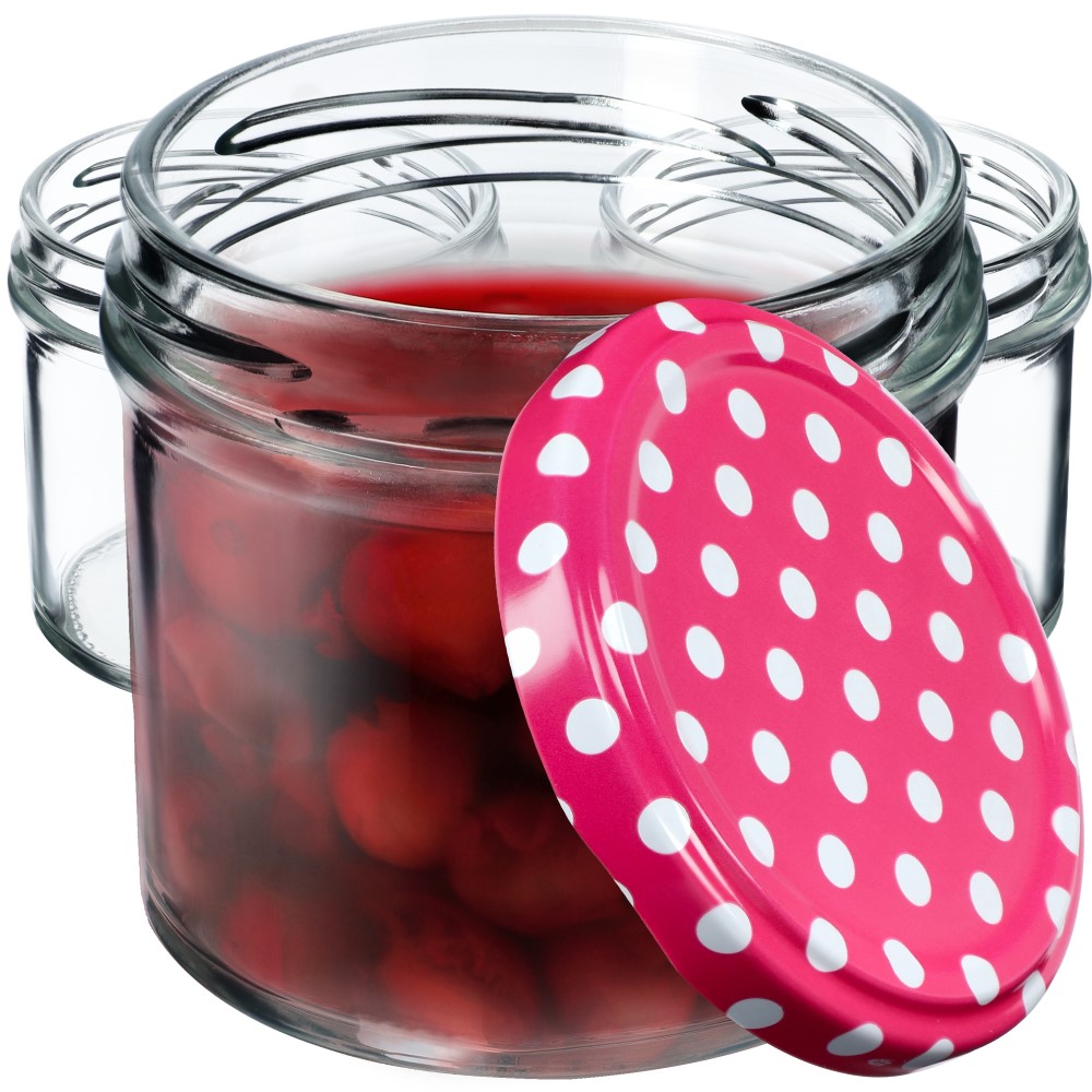 Słoiki Vigo 140ml 50szt fi 66 mm + wieczko "Różowy groszek"